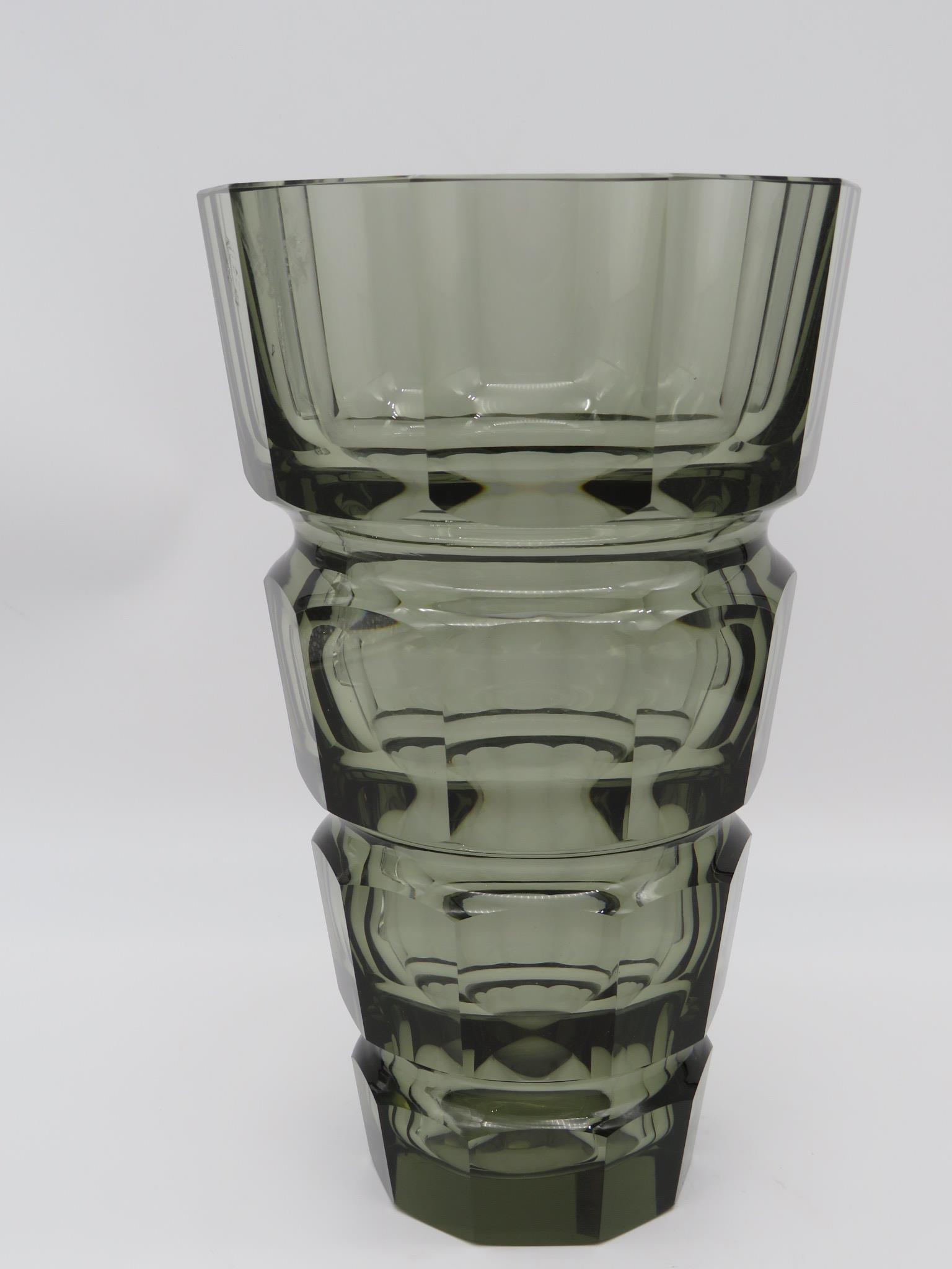 Josef Hoffman For Moser Smoked Glass Vase (1 of 5)