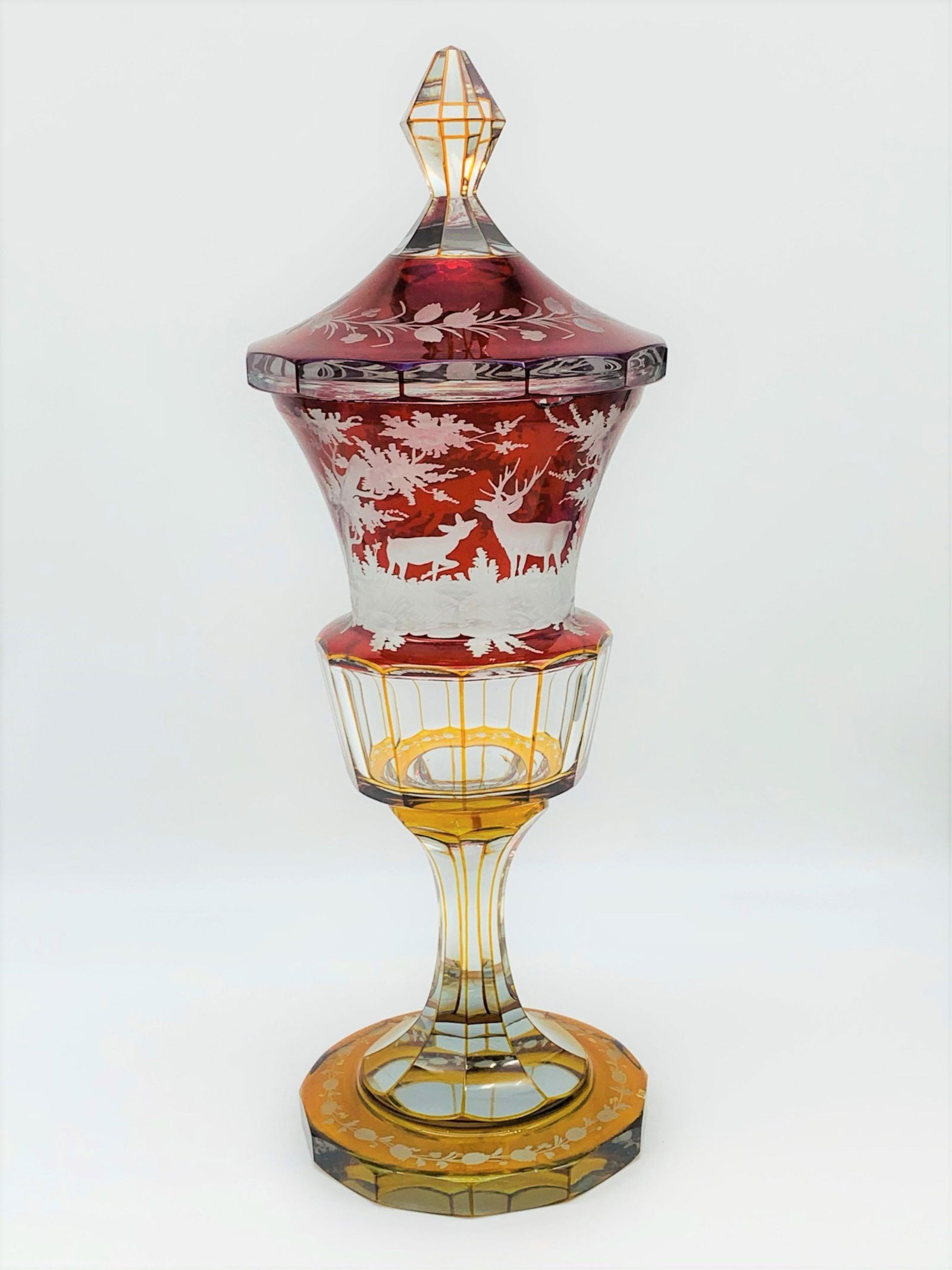 Antique Bohemian Glass Lidded Footed Beaker (1 of 8)