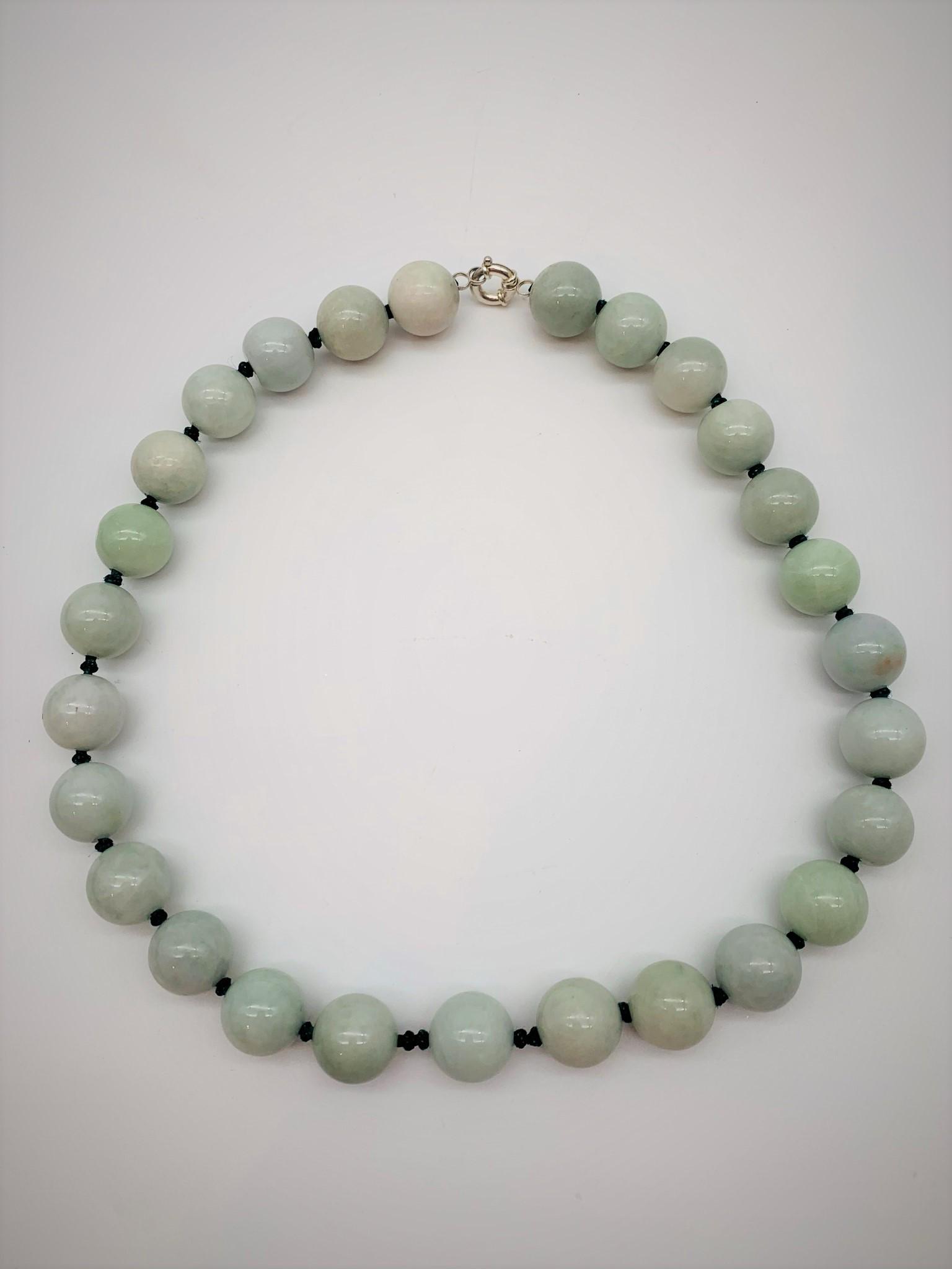 Celadon Jade & Sterling Beaded Necklace (1 of 4)