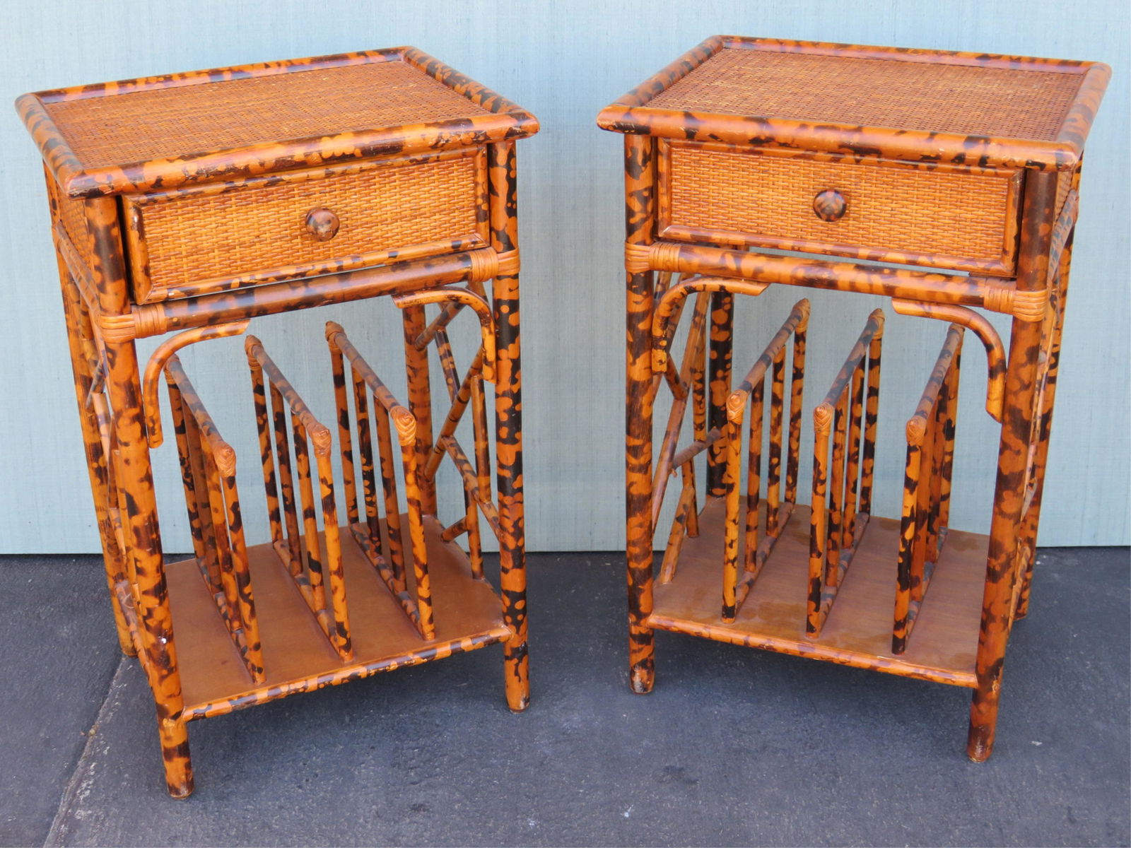 Pr Vintage Bamboo End Tables/ Canterburys (1 of 3)