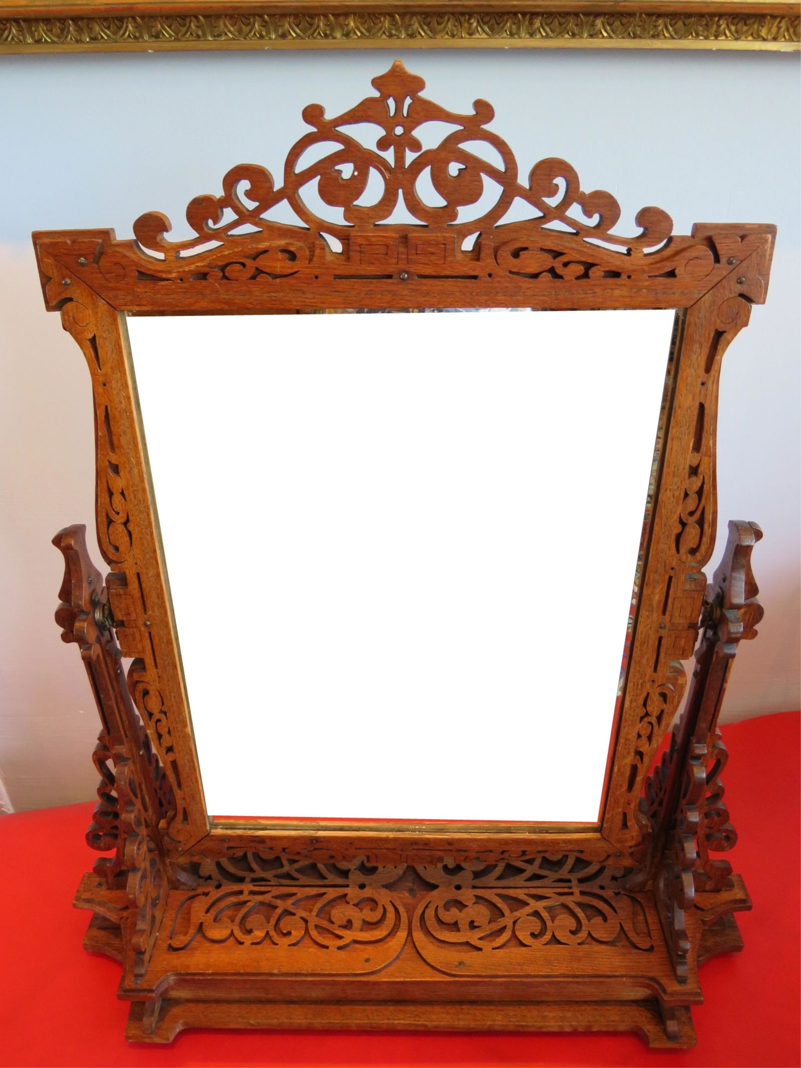 Attrib: Charles Rohlfs Rare Carved Oak Mirror (1 of 6)
