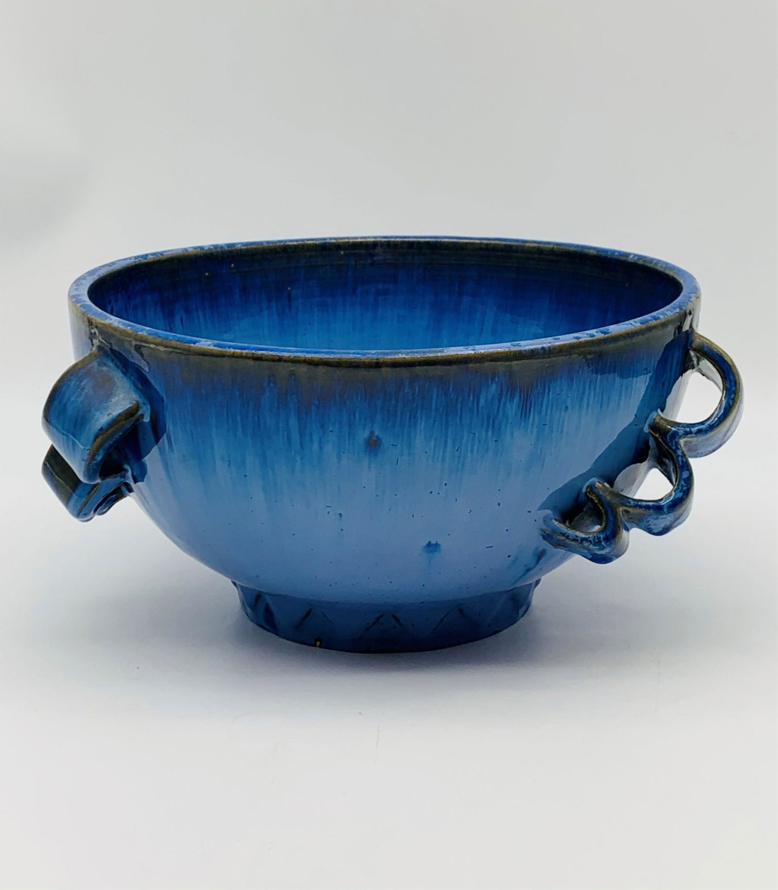 Art Deco Fulper Blue Glazed Handled Bowl (1 of 7)