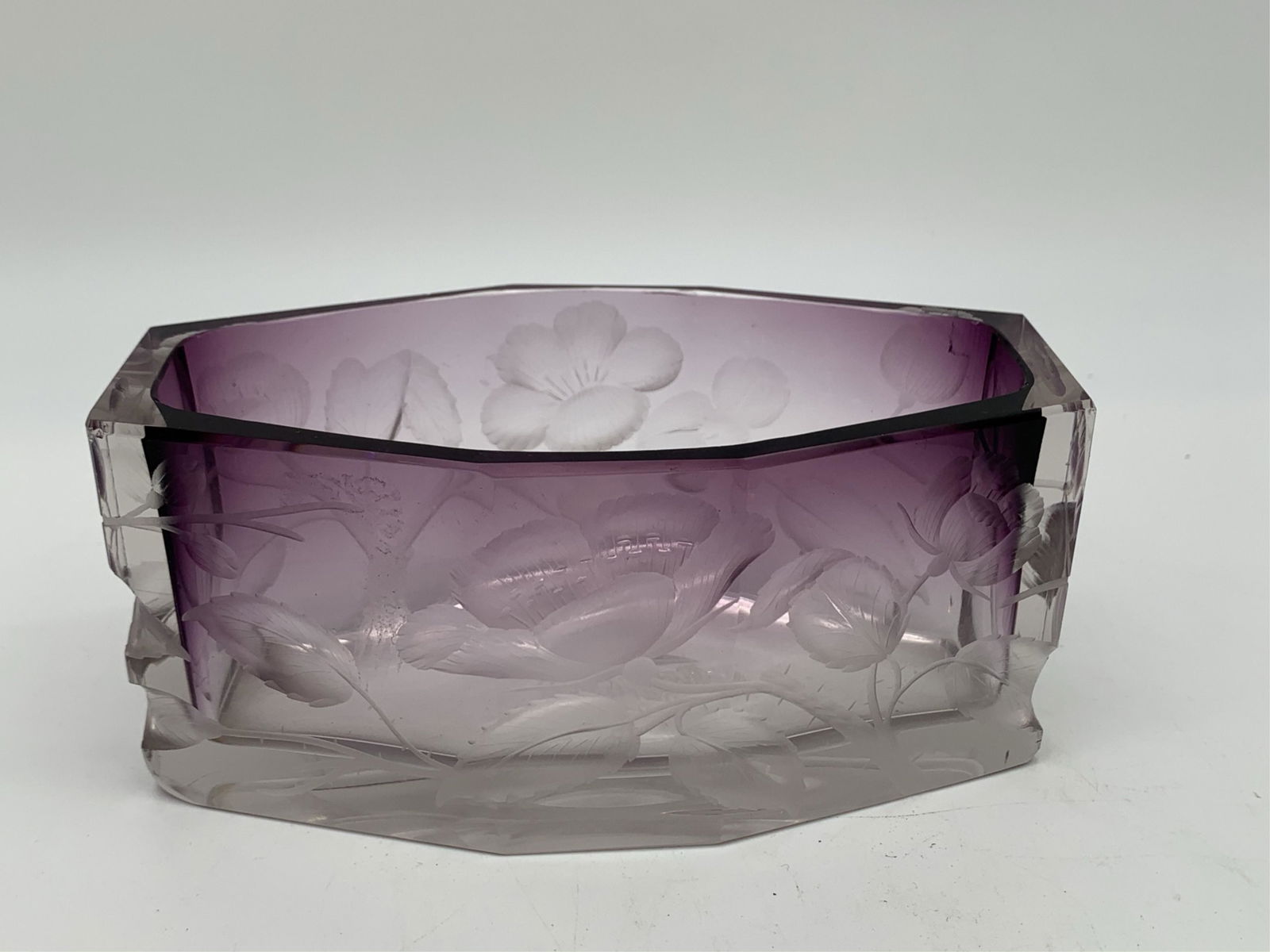 Moser Karlsbad Etched Floral Art Glass Vase (1 of 5)