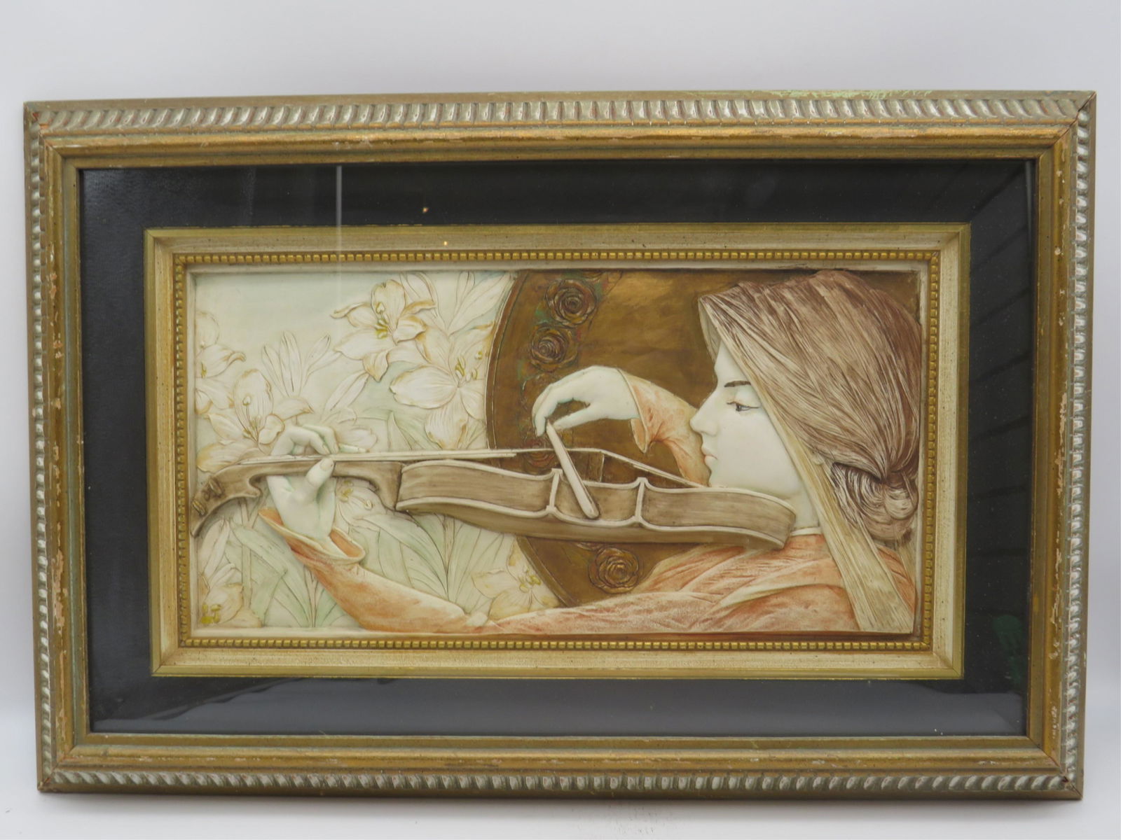 Art Nouveau Austrian Ceramic Relief Plaque (1 of 6)