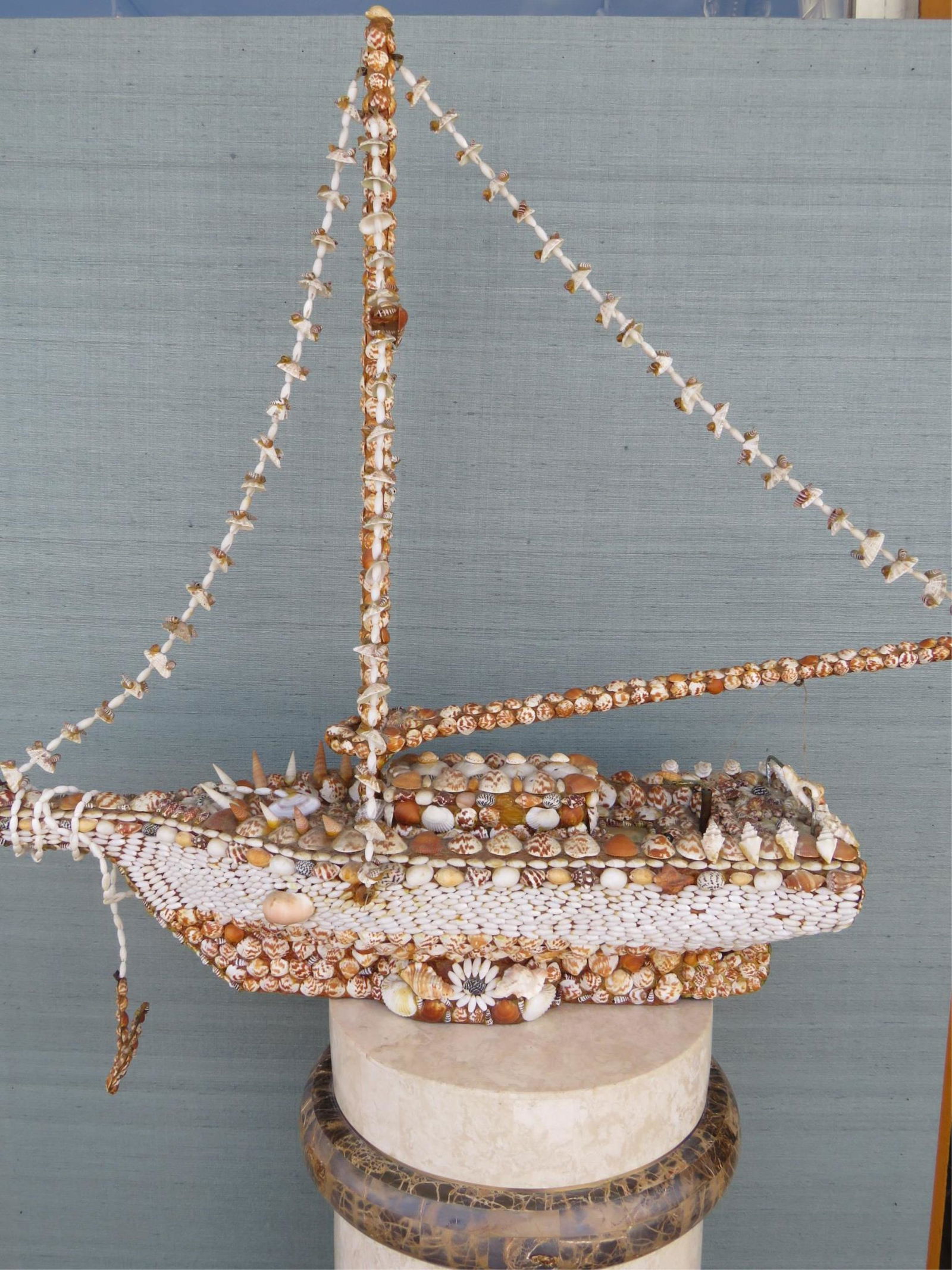 Hand Made Bahamian Folk Art Shell Ship Sculpture (1 of 7)