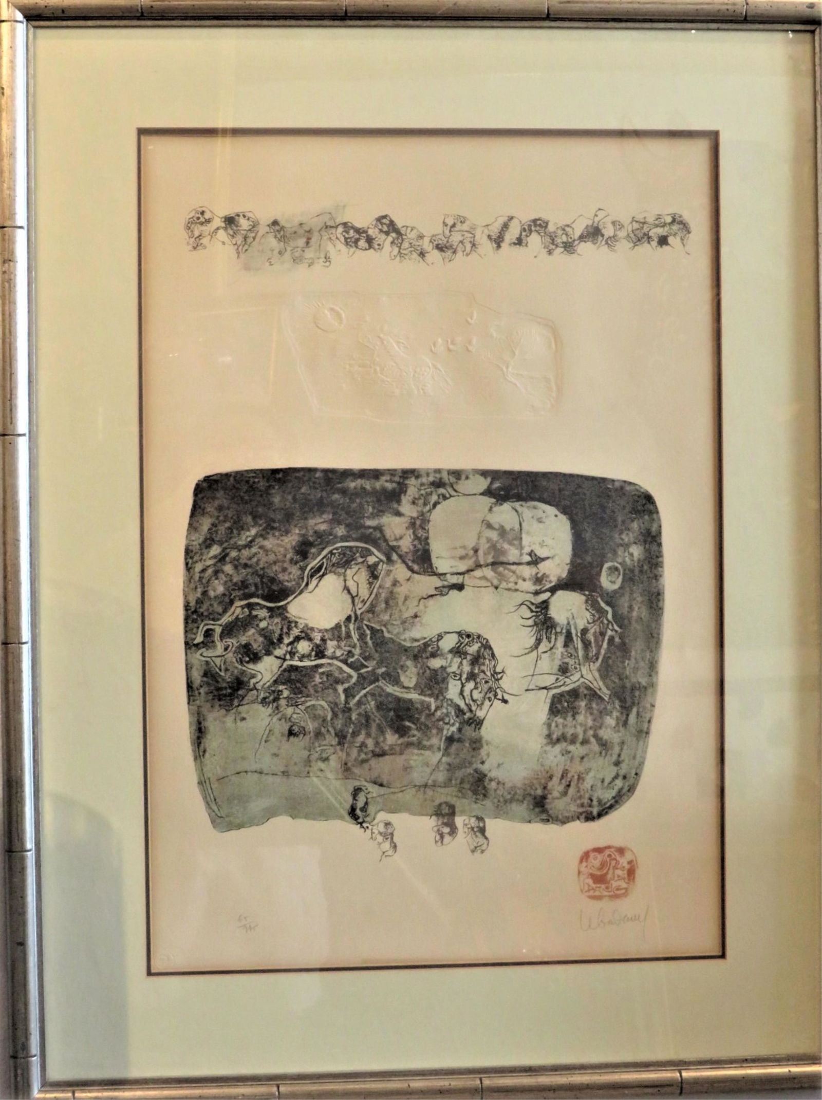 Lebadang Embossed Color Lithograph "Horses" (1 of 10)