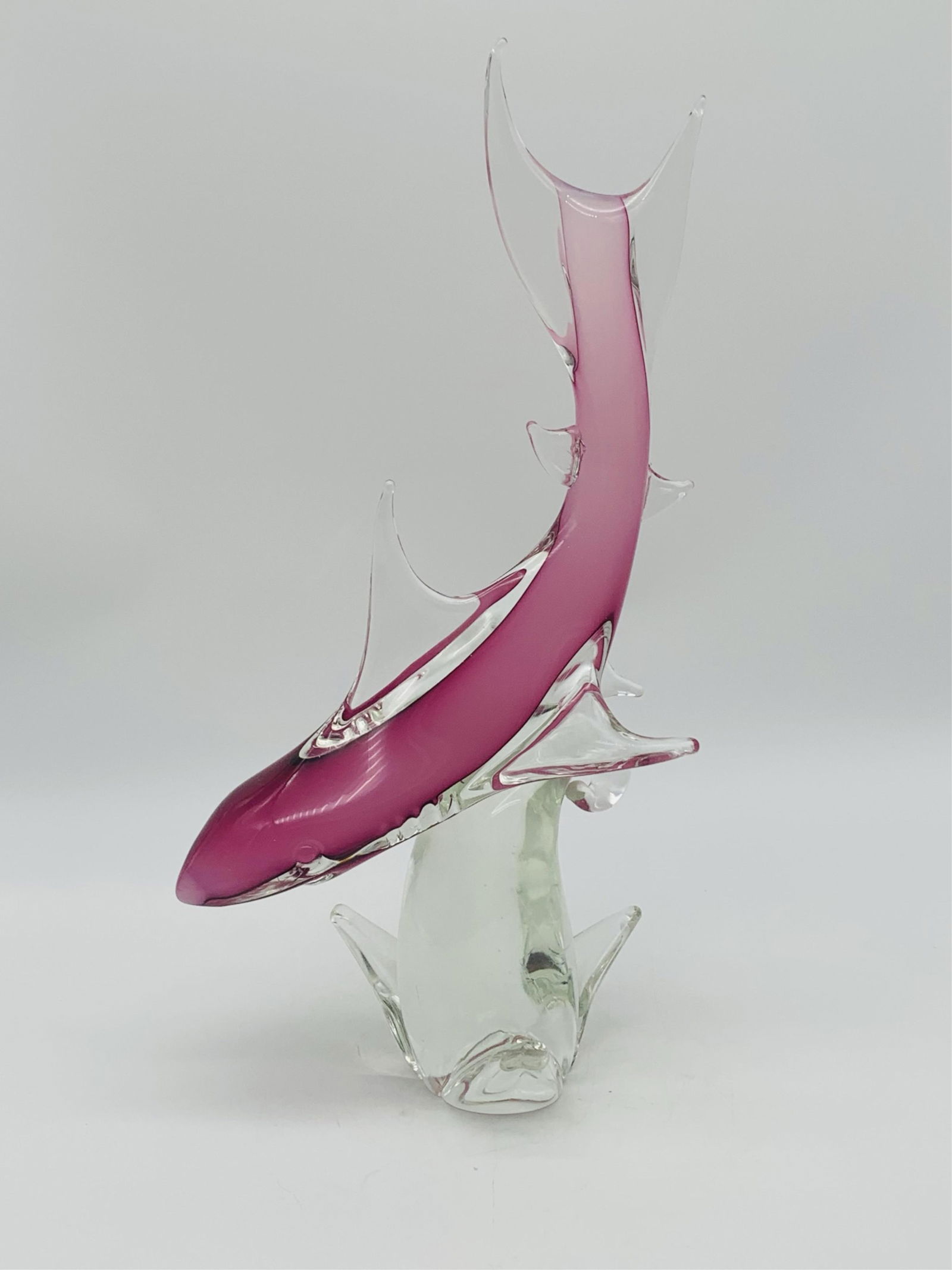 Murano Pink to Clear Shark Sculpture (1 of 4)