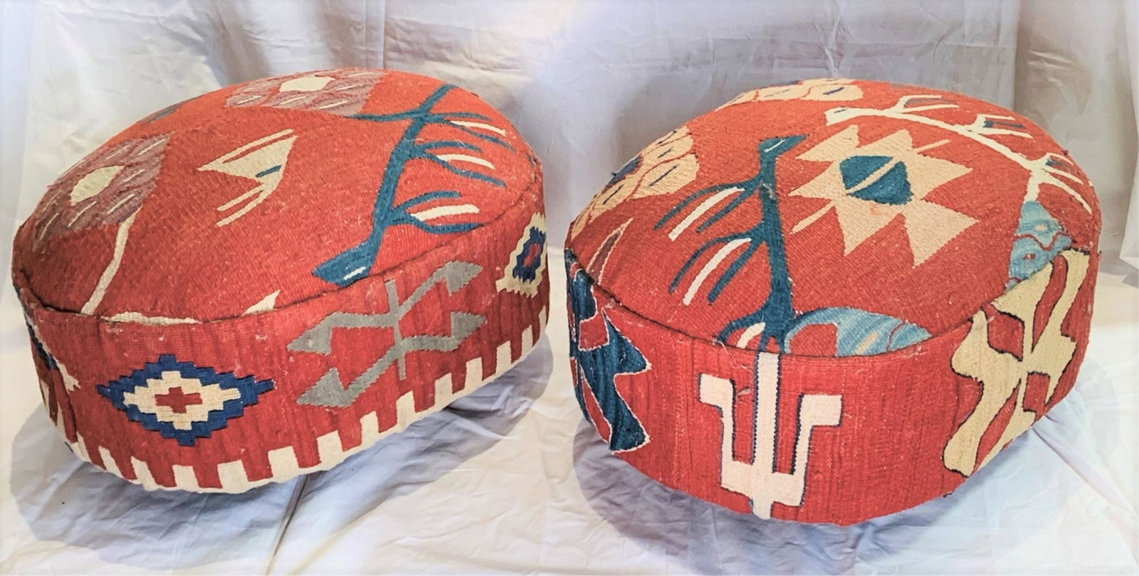 Pair Kilim Poufs / Foot Stools (1 of 6)