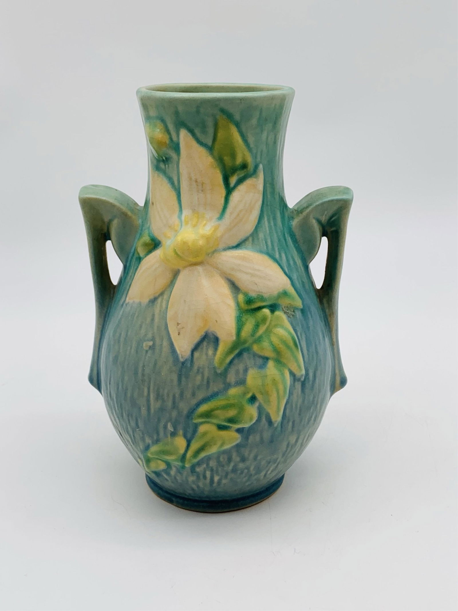 Roseville White Rose Pottery Vase (1 of 7)