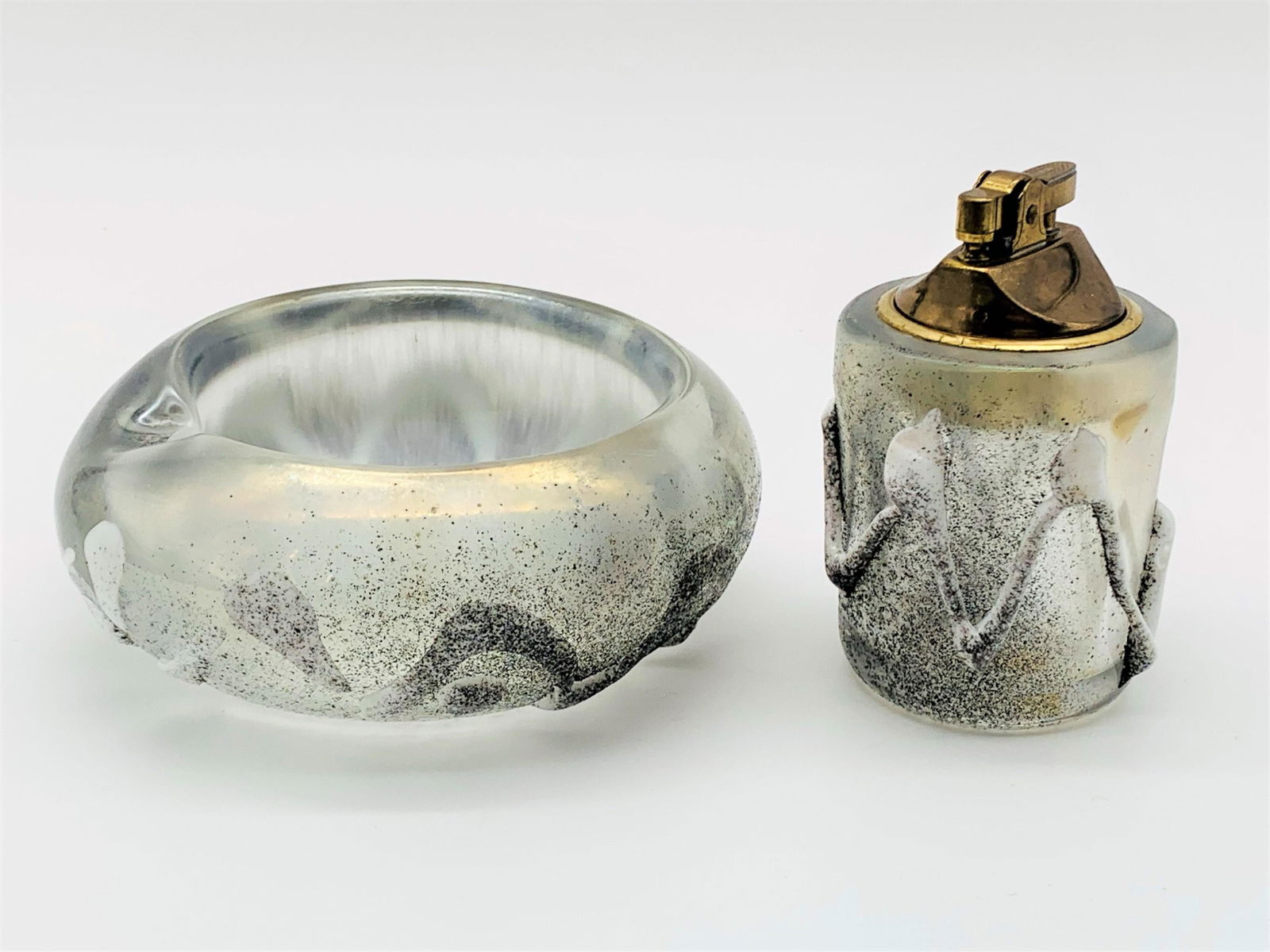 Two Pc Vintage Murano Glass & Enamel Smoke Set (1 of 5)