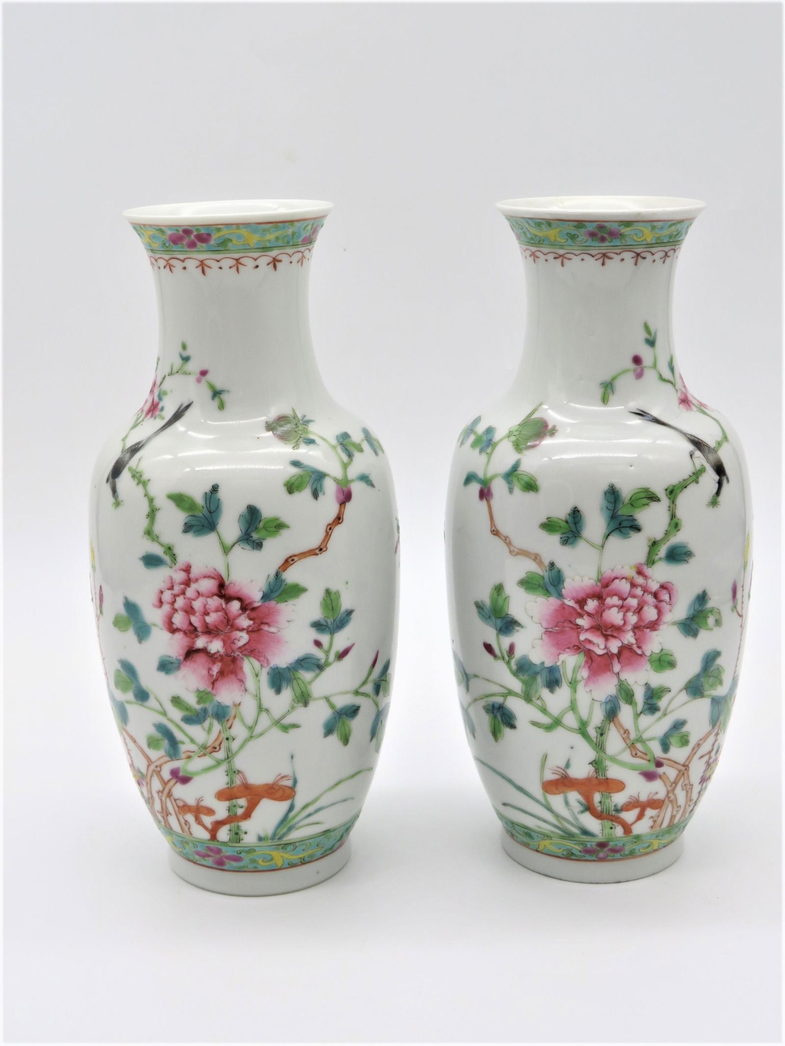Pair Chinese Republic Porcelain Enameled Vases (1 of 7)