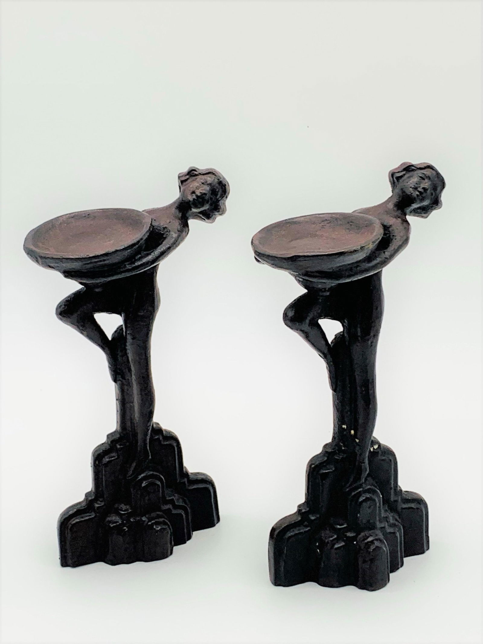 Pair Art Deco Spelter Figural Compotes (1 of 7)