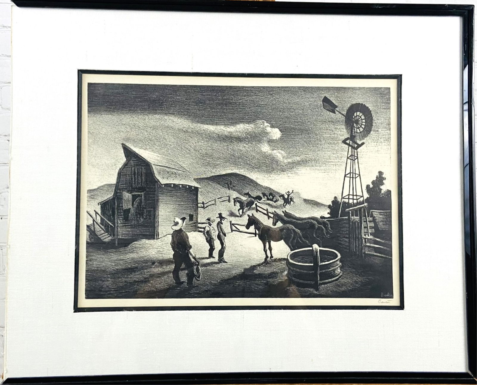 Thomas Hart Benton Signed Lithograph "The Corral" (1 of 8)