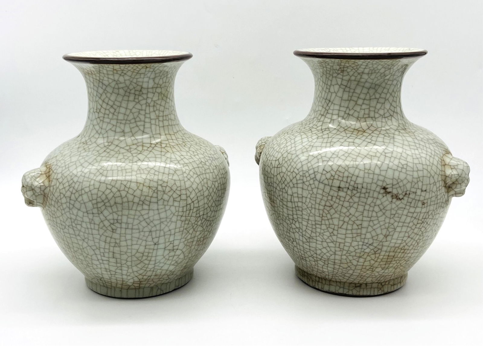 Pair Chinese Gray Crackle Glaze Porcelain Vases (1 of 4)