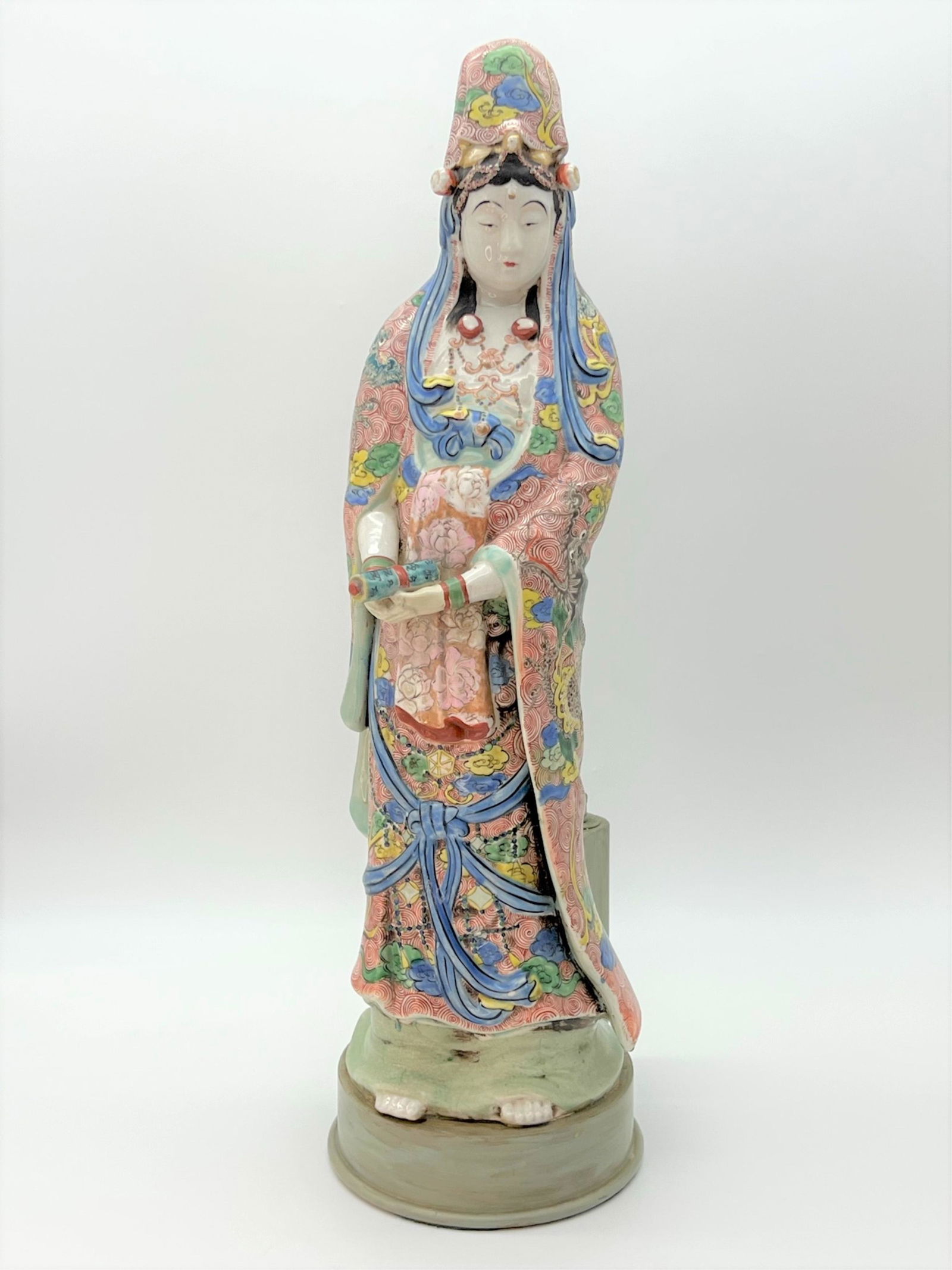 Large Antique Chinese Famille Rose Guanyin Figure (1 of 9)