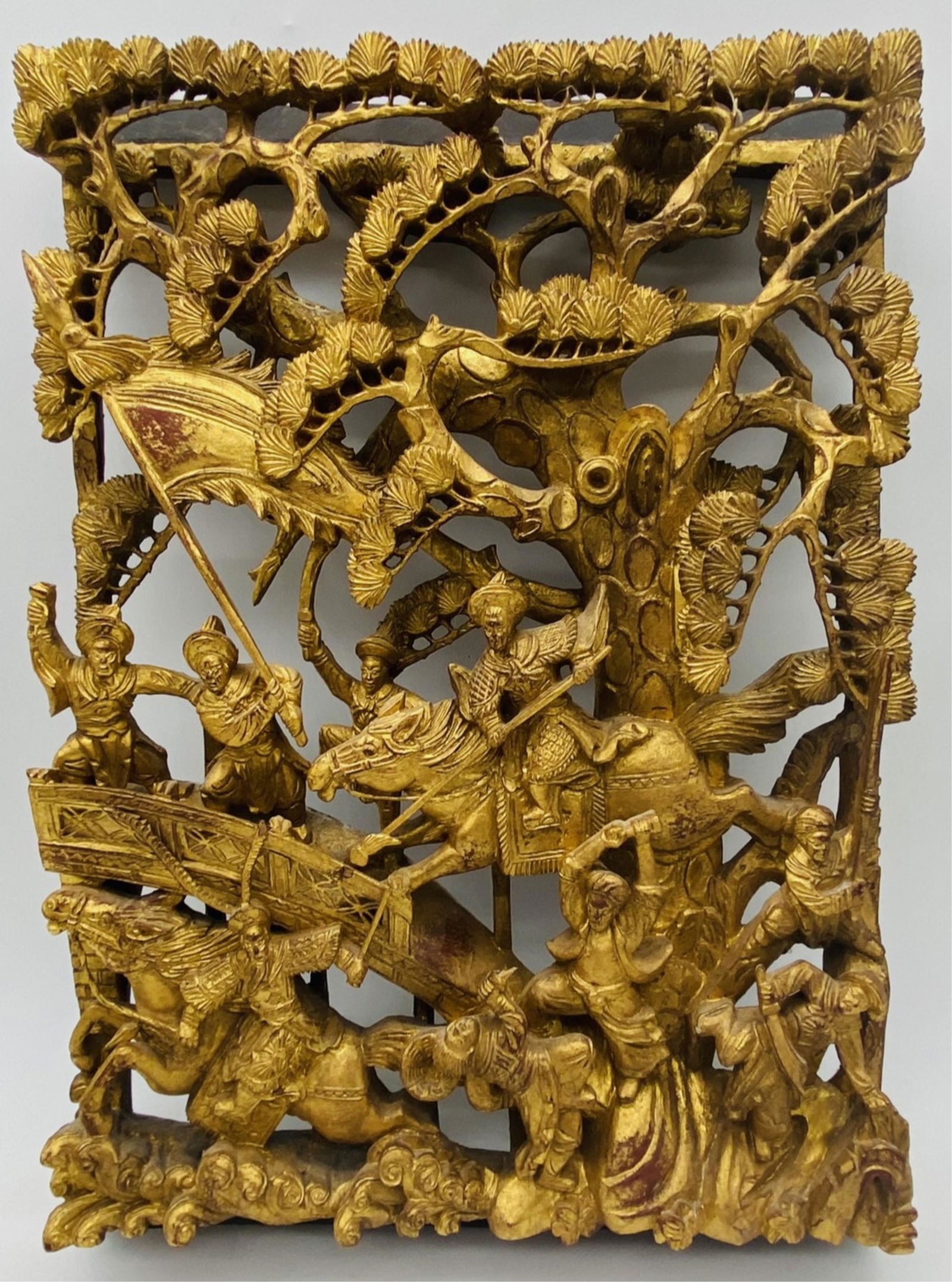 Antique Chinese Deep Relief Carved Gilt Panel (1 of 7)