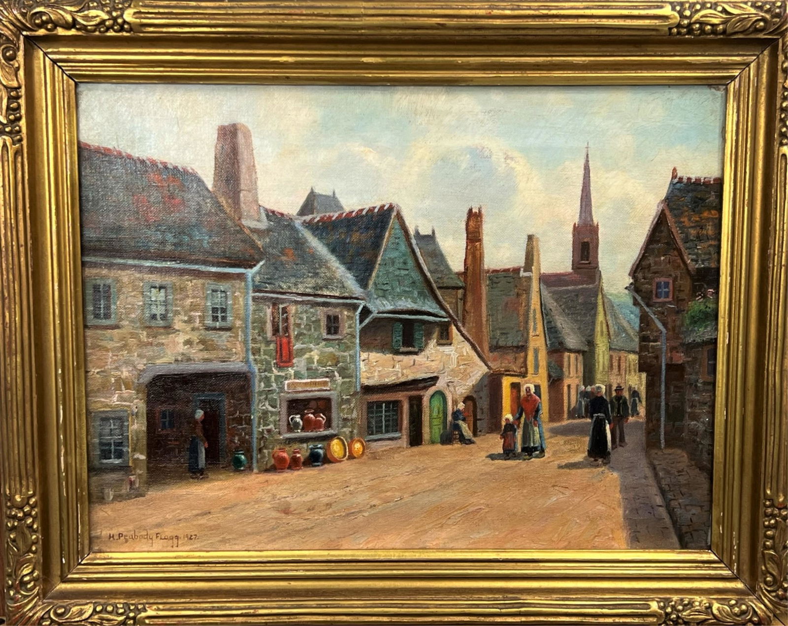 Hiram Peabody Flagg O/C "Dutch Village Street" (1 of 4)