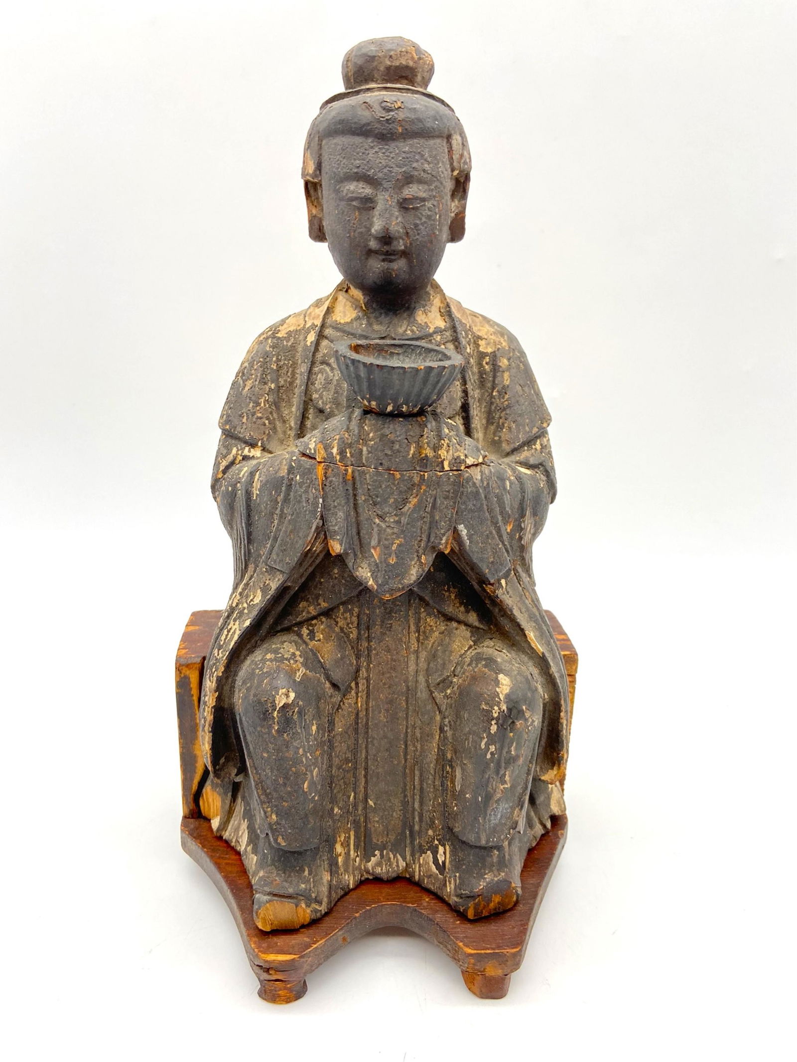 Early Chinese Carved Wood Seated Altar Buddha (1 of 6)