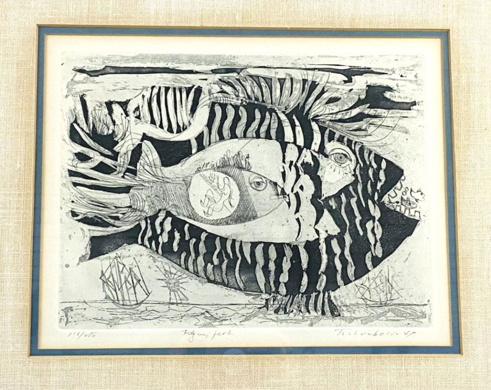 Nahum Tschacbasov Signed Etching "Flying Fish" (1 of 8)