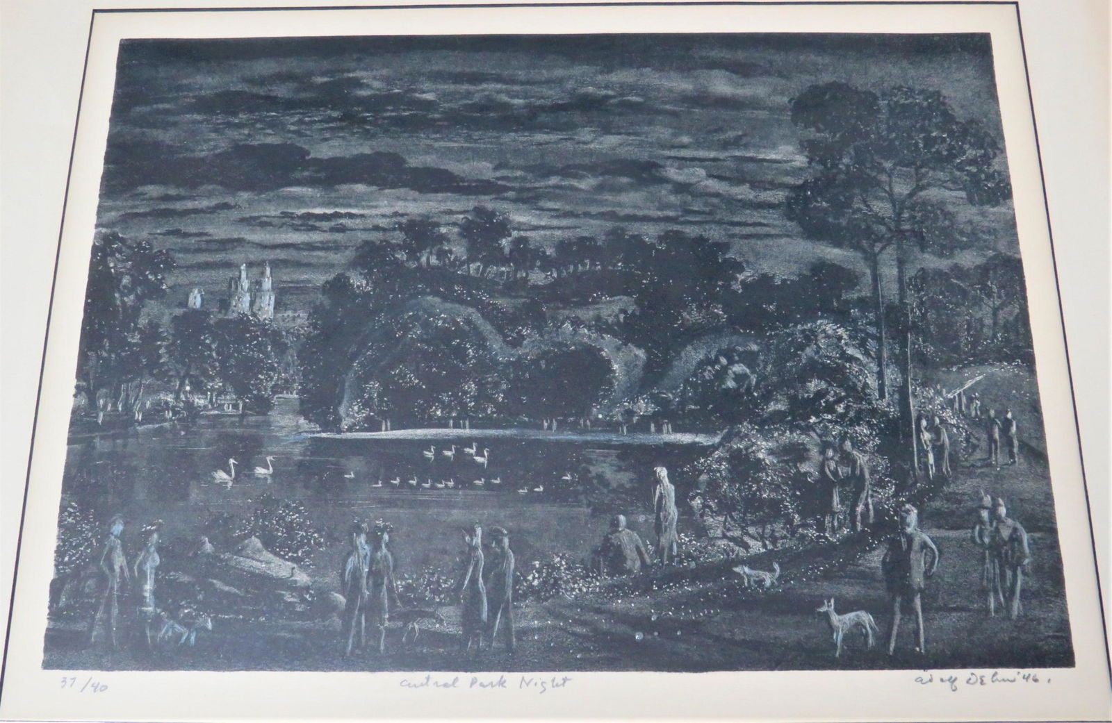 Adolf Dehn Lithograph "Central Park Night" (1 of 10)