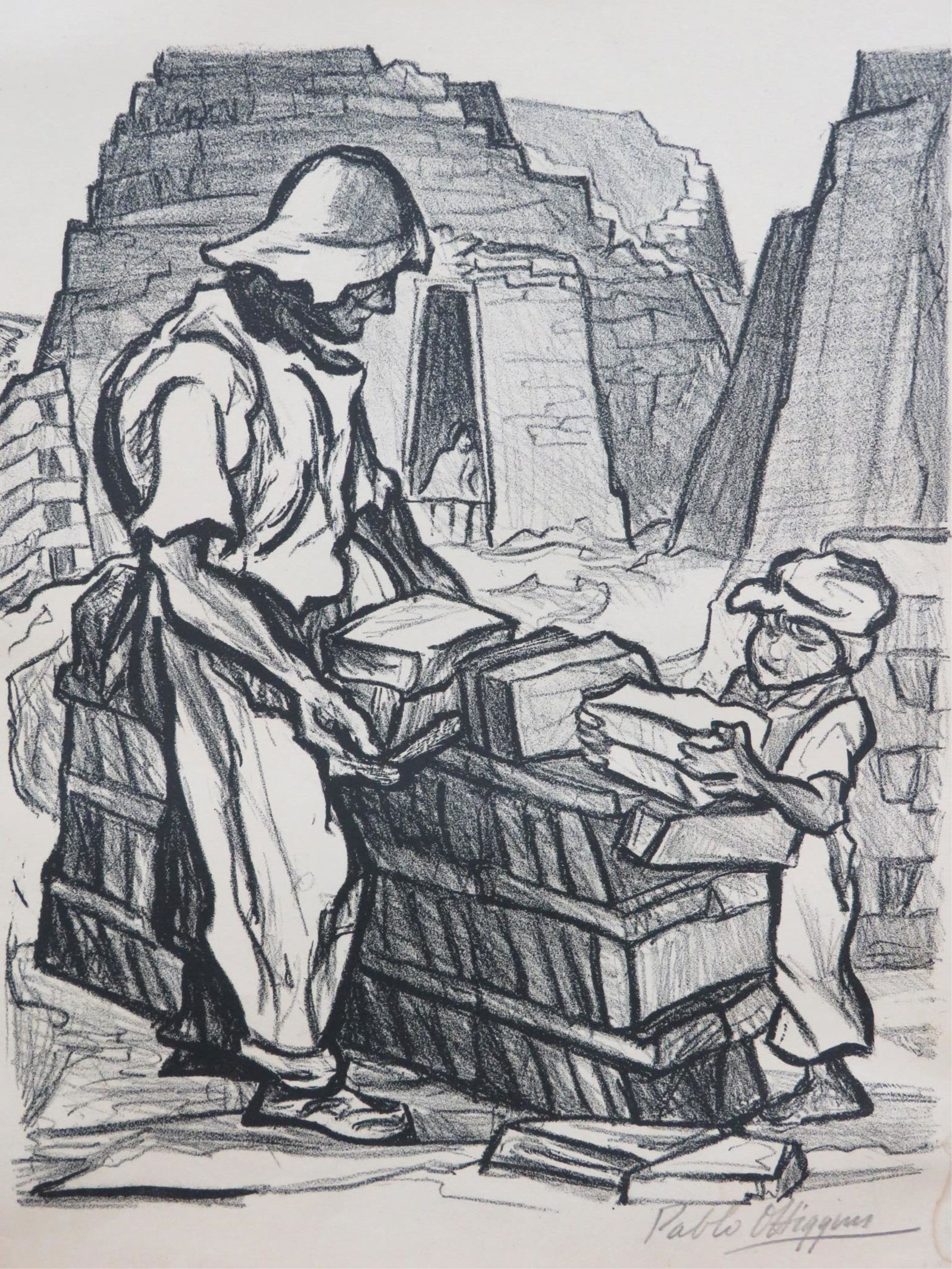 Pablo O'Higgins Lithograph "Brick Layers" (1 of 5)
