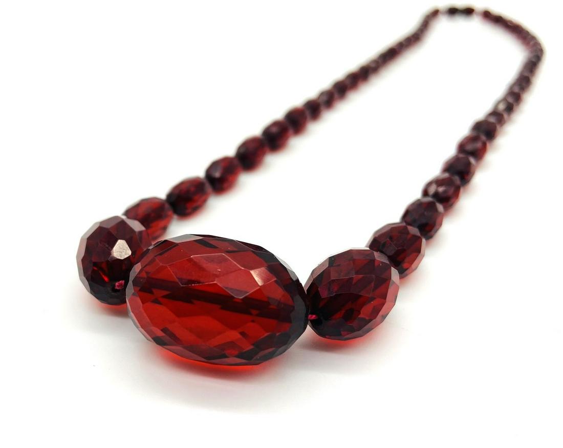 Graduated Cherry Amber Faceted Necklace (1 of 6)
