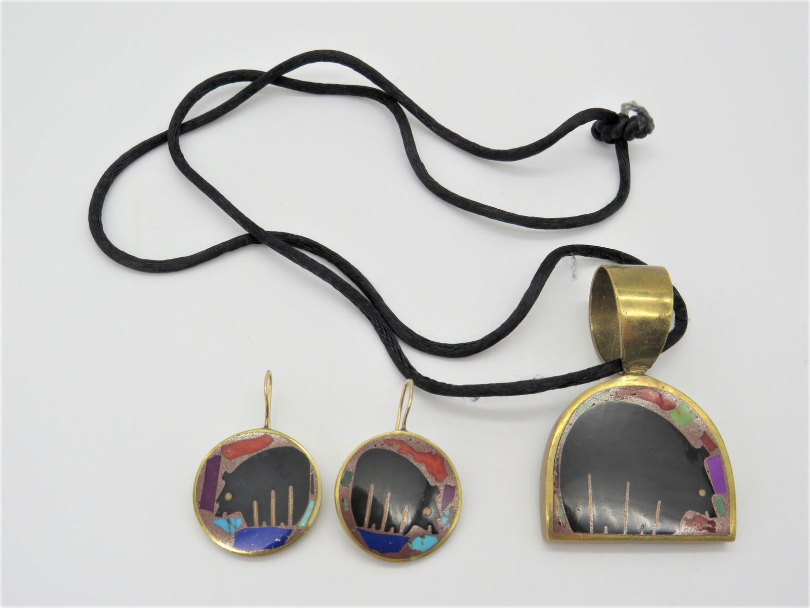 Vintage Multi Stone Inlay 3 Pc Jewelry set (1 of 6)