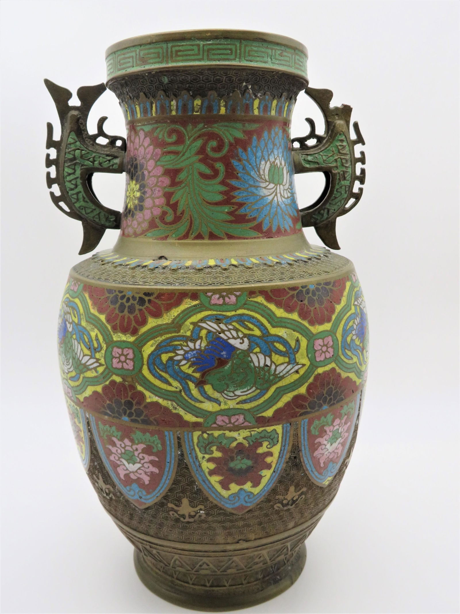 Large Antique Chinese Cloisonne Enameled Urn (1 of 4)