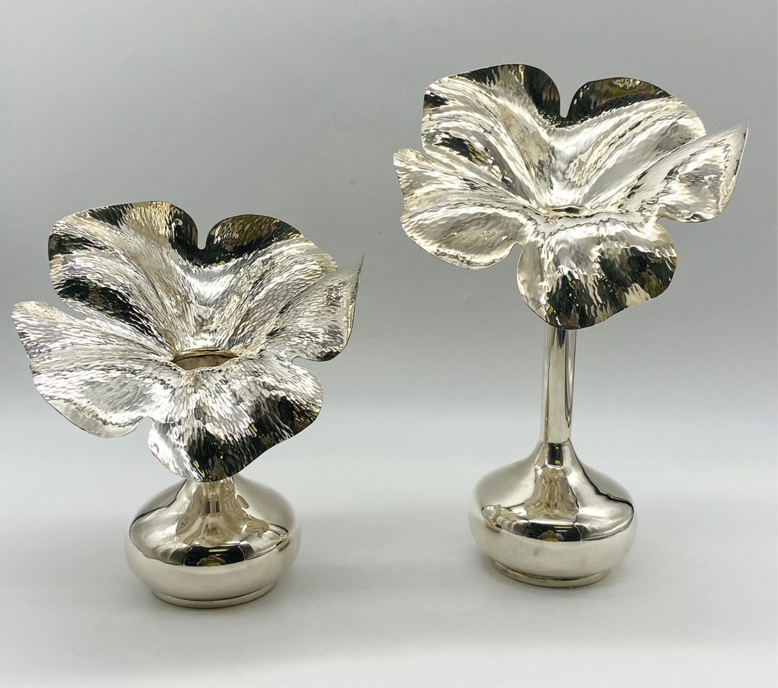 M M Evolucao Silver Plated Flora Candle Holders (1 of 10)