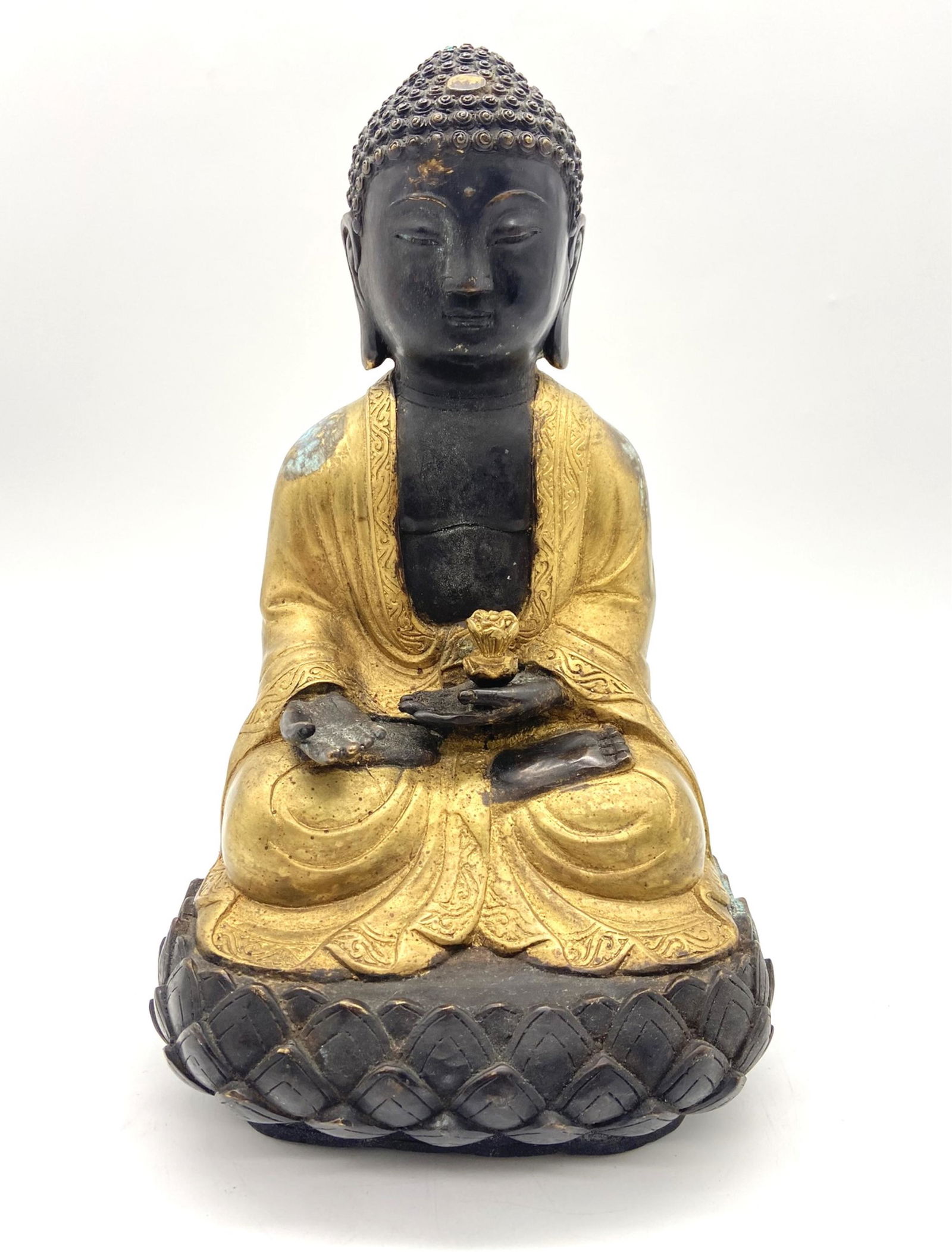 Vintage Chinese Gilt Bronze Buddha Lotus Position (1 of 7)