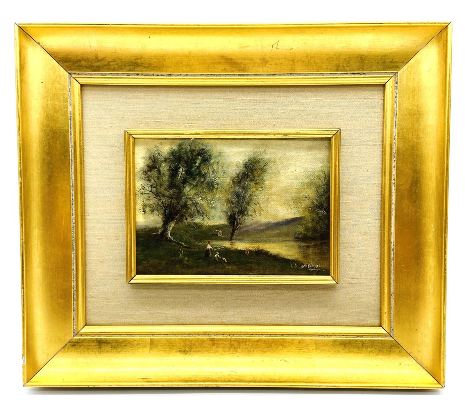 Charles Daubigny O/C "Landscape With Figures" (1 of 7)