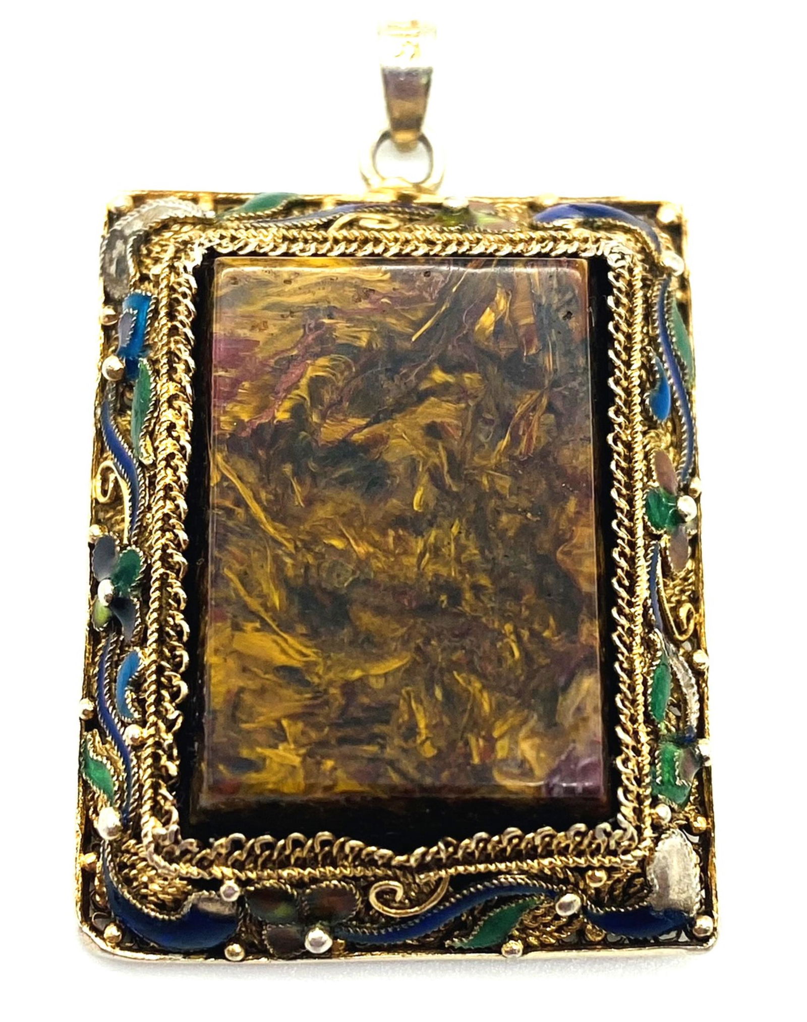 Chinese Gilded Silver Cloisonne Enamel Pendant (1 of 7)
