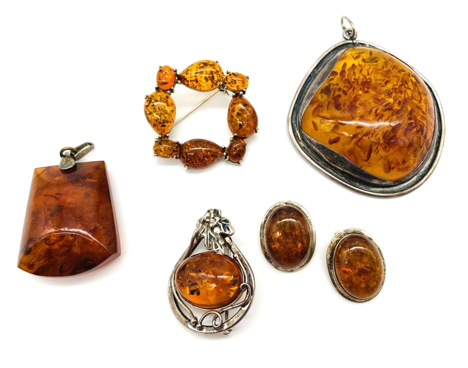 Amber on Sterling Silver Set of Assorted Jewelry (1 of 6)
