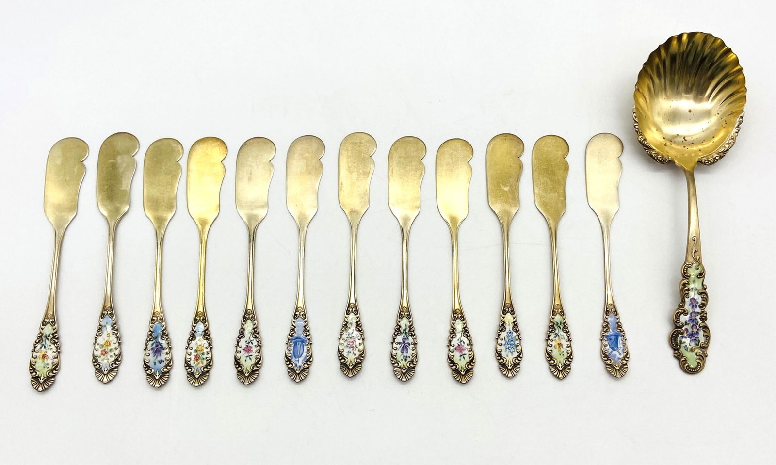 13 Pcs Blackinton Enameled Silver Flatware (1 of 9)