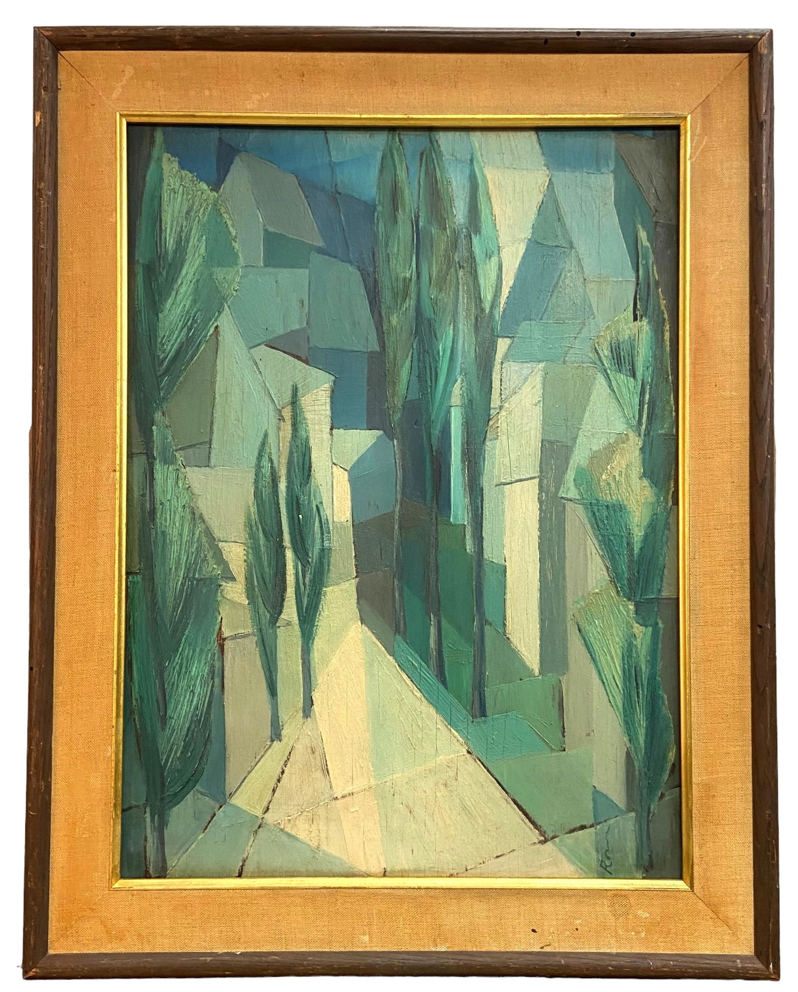 Signed Mid Century Modernist O/B "Cubist Street" (1 of 8)