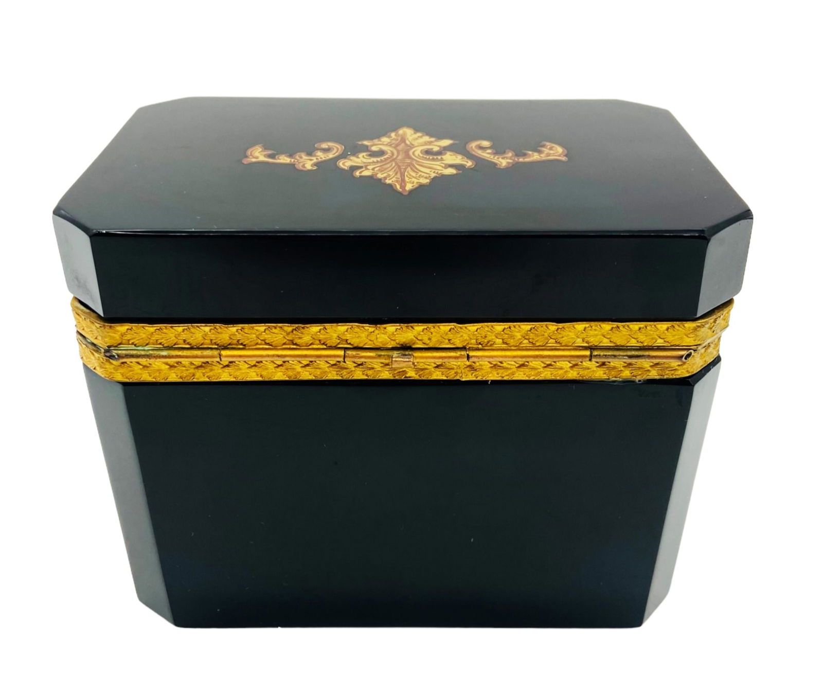 Fine Antique French Black Opaline Trinket Box (1 of 5)