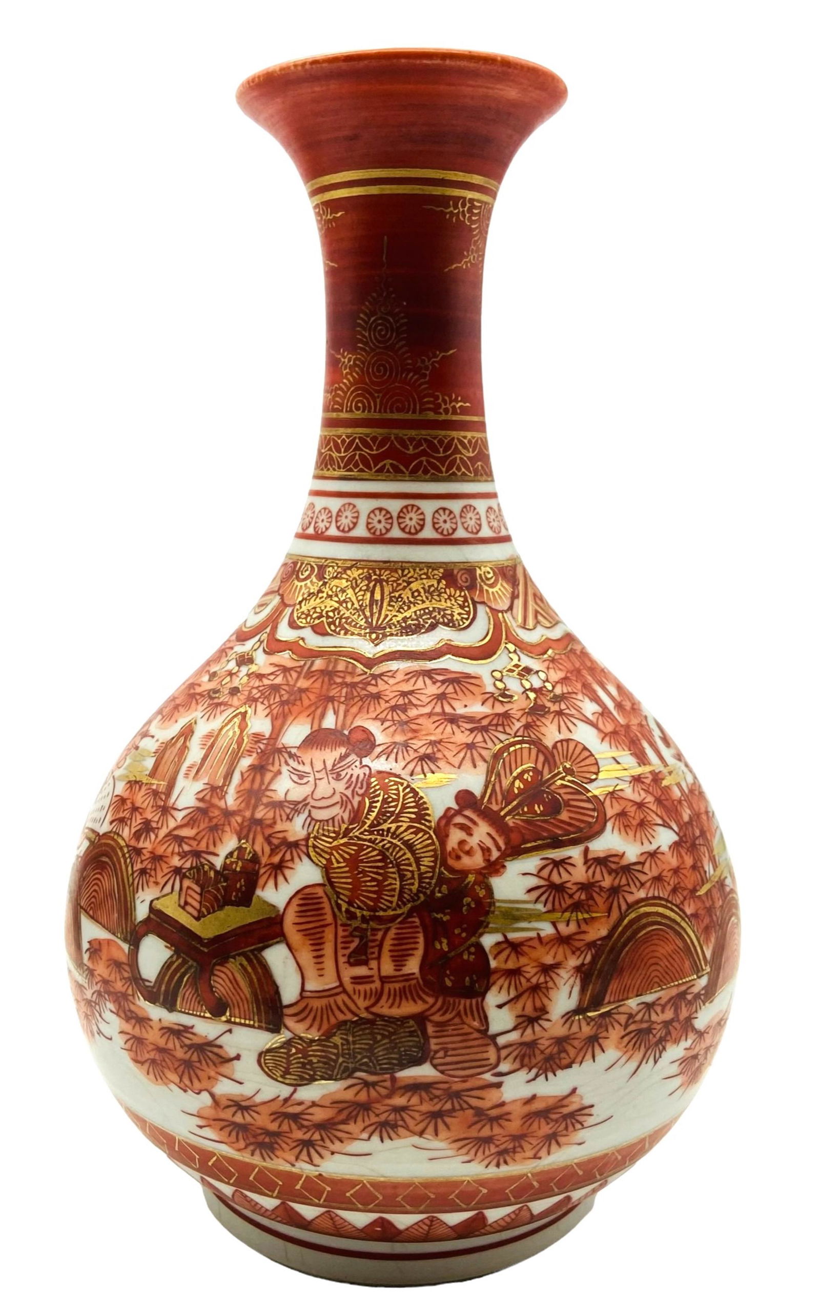 Japanese Red Kutani Porcelain Vase- Signed (1 of 6)