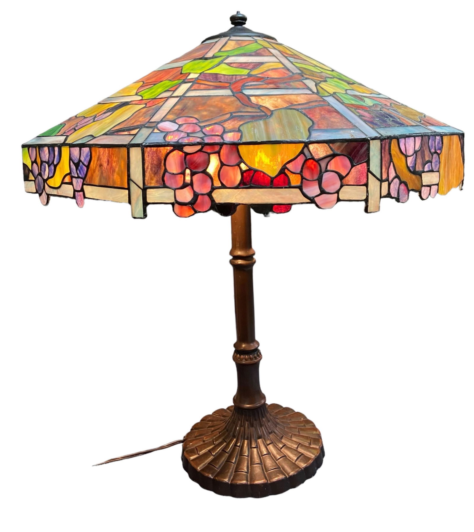 Vintage Grapevine Leaded Lamp With Base (1 of 5)