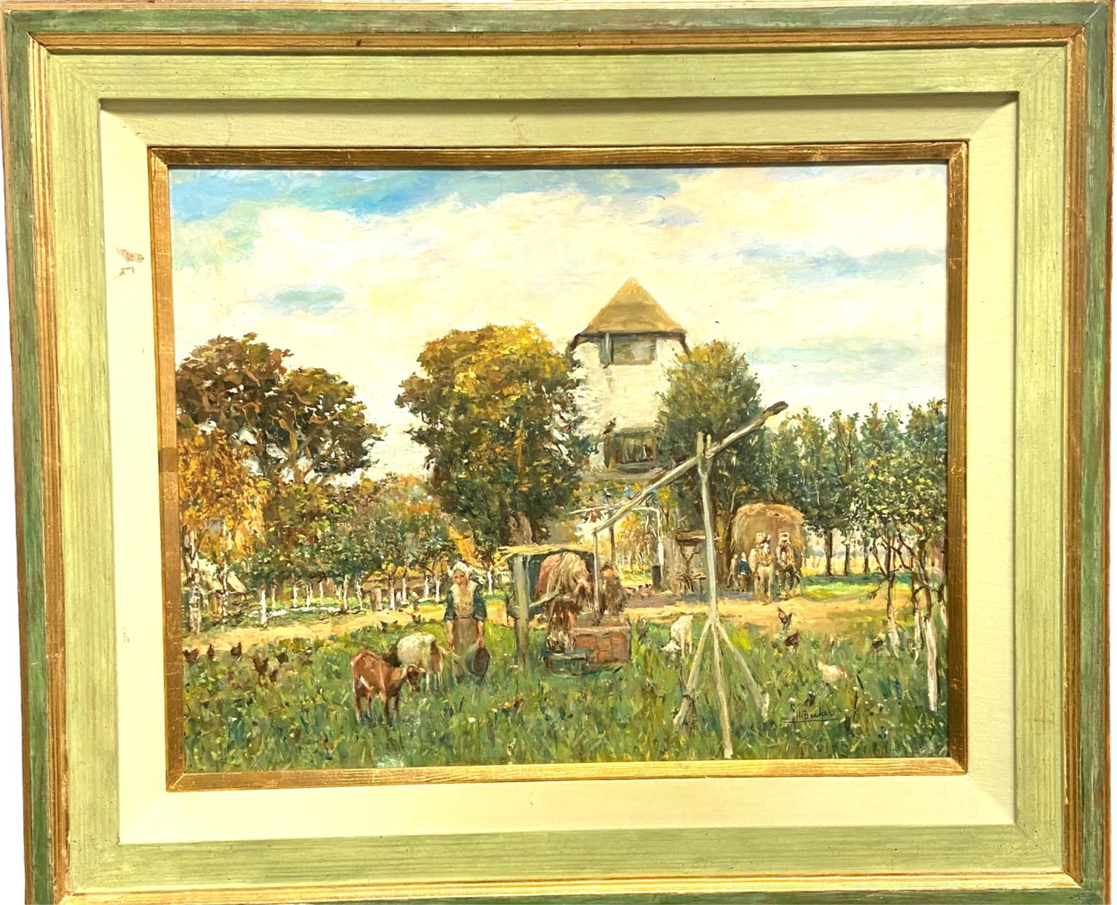 German School O/C "Working Farm" Signed Becher (1 of 7)