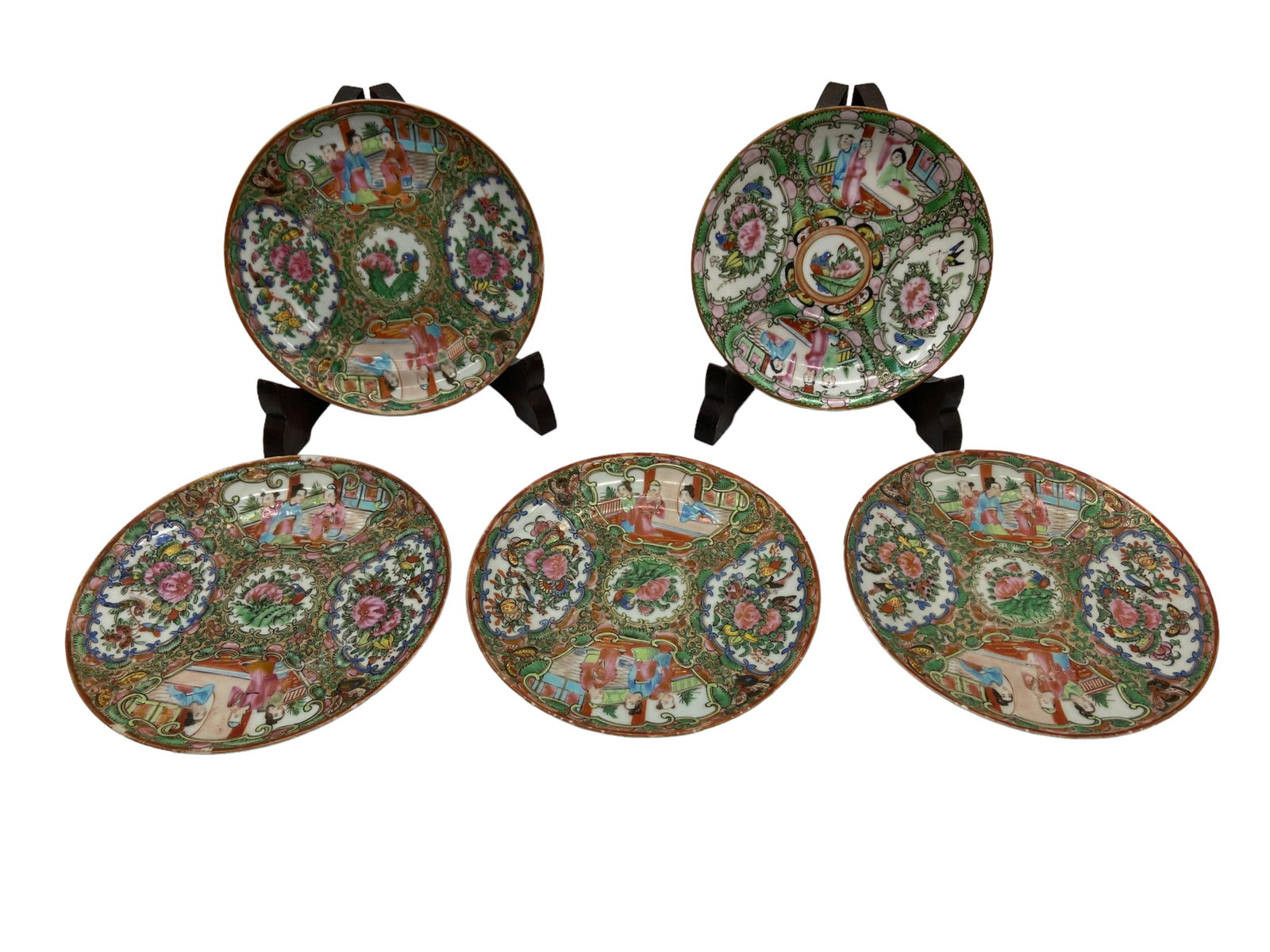 Lot Of 5 Chinese Rose Medallion Small Plates (1 of 7)