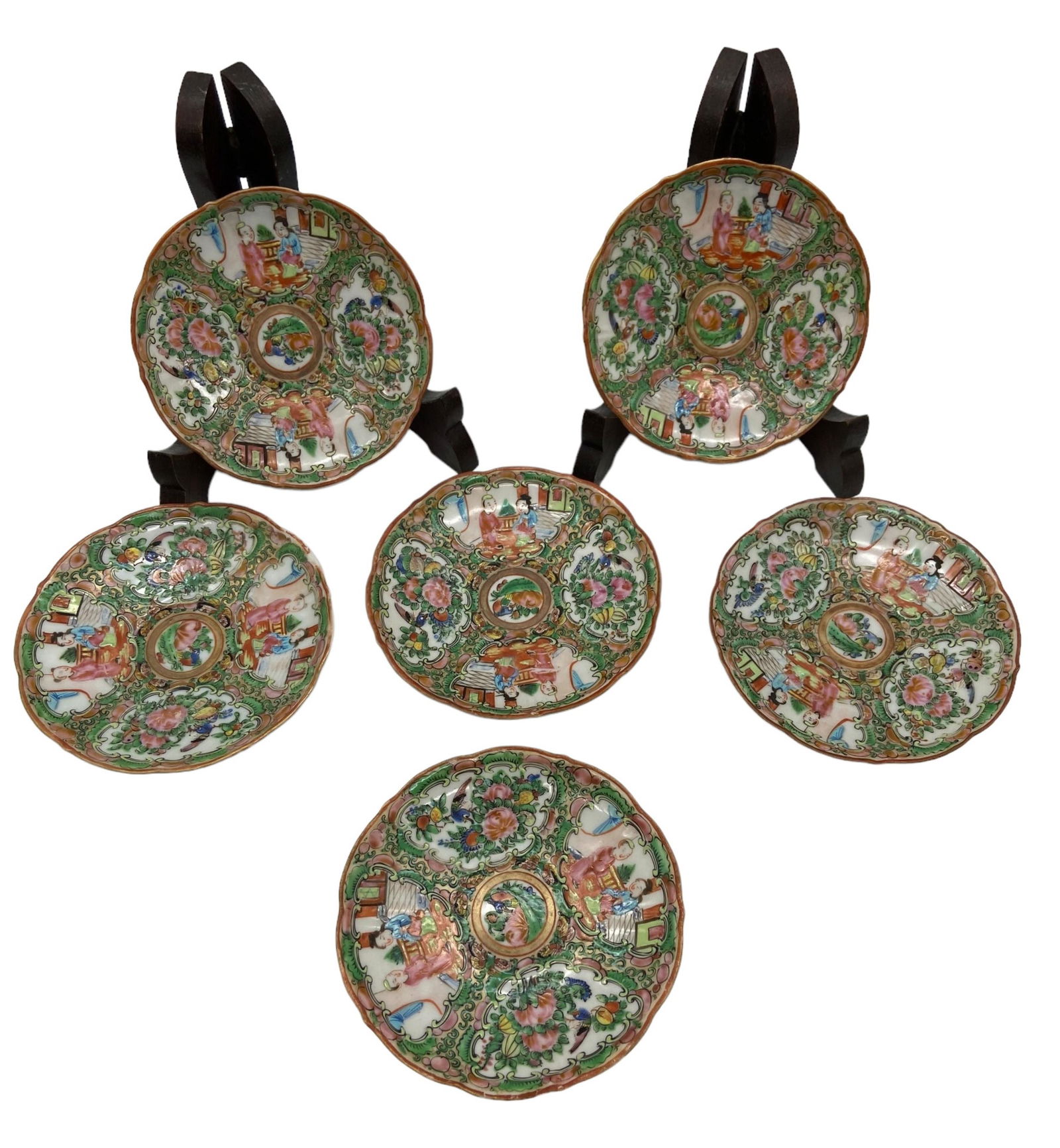 Six Chinese Rose Medallion Saucers (1 of 6)