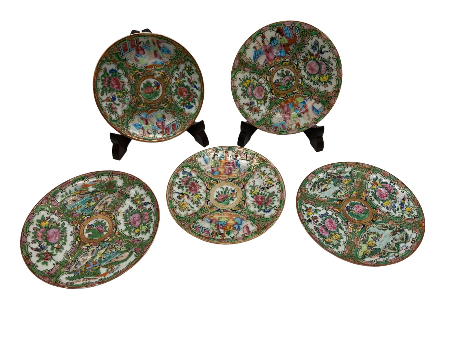 Five Chinese Rose Medallion Various Small Plates (1 of 5)