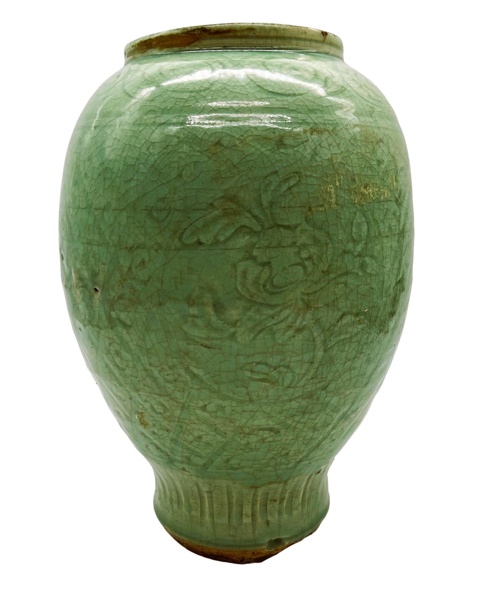 Antique Chinese Celadon Incised Crackle Vase (1 of 6)