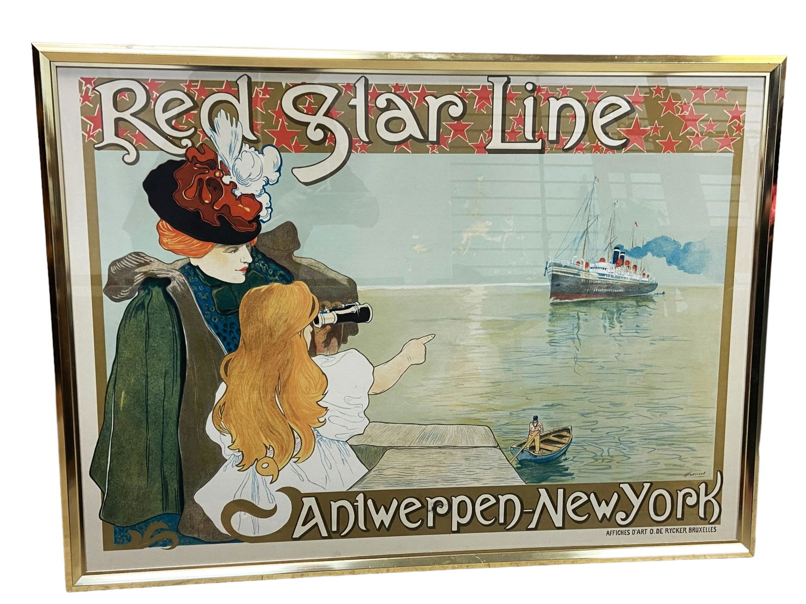 Vintage Red Star Line Advertising Poster Print (1 of 2)