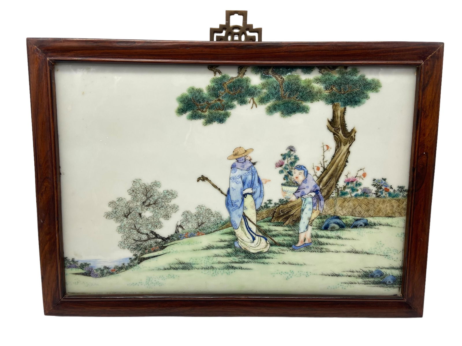 Chinese Porcelain Plaque "Man & Woman In Garden" (1 of 3)