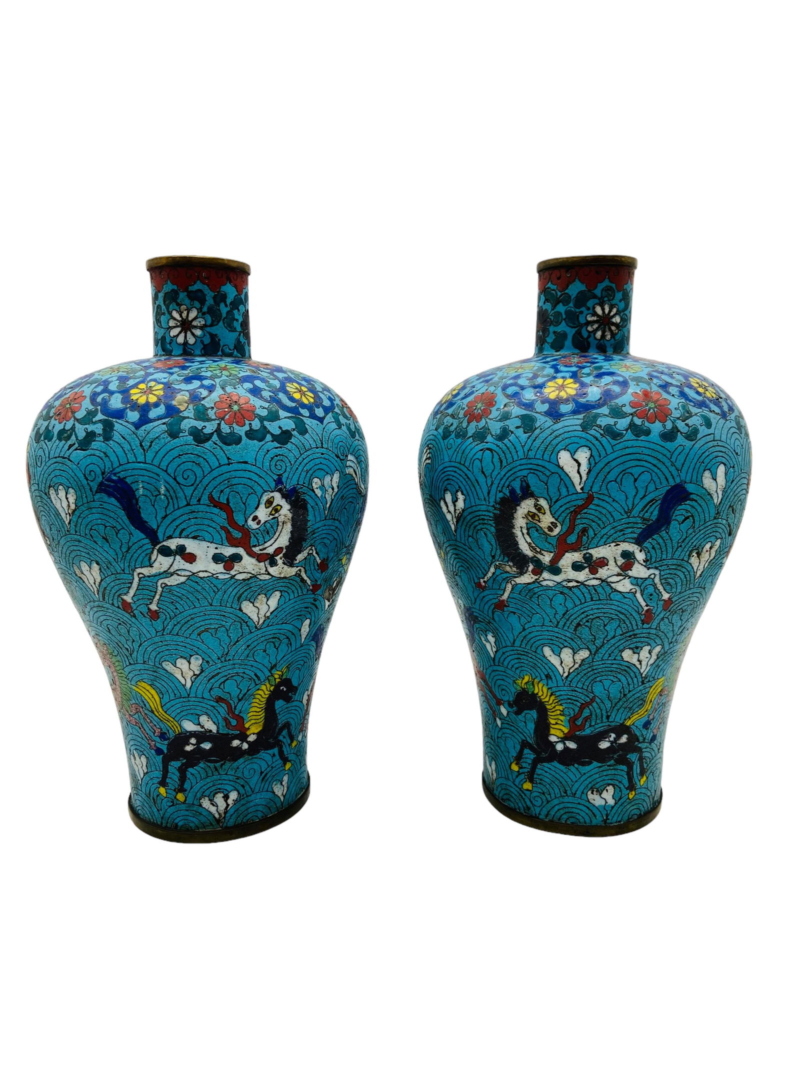 Pr Chinese Ming dynasty Cloisonne Meiping Vases (1 of 12)