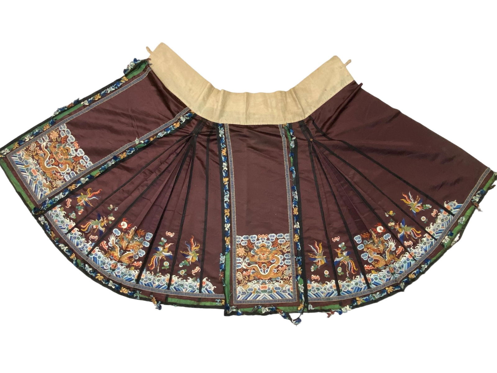 Antique Chinese Embroidered Dragon Silk Skirt (1 of 10)