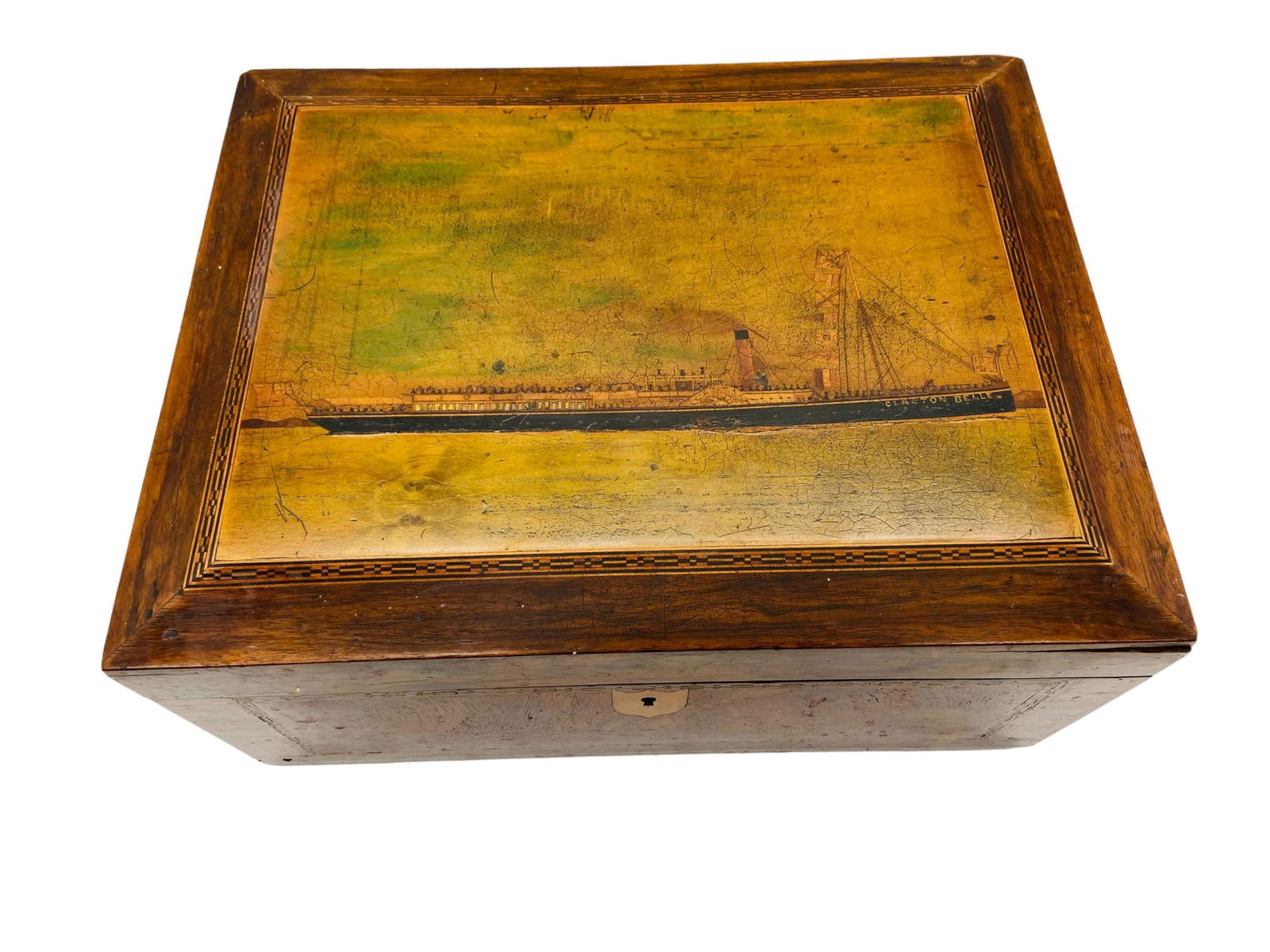 19th C Walnut Trinity House Marquetry Sewing Box (1 of 12)