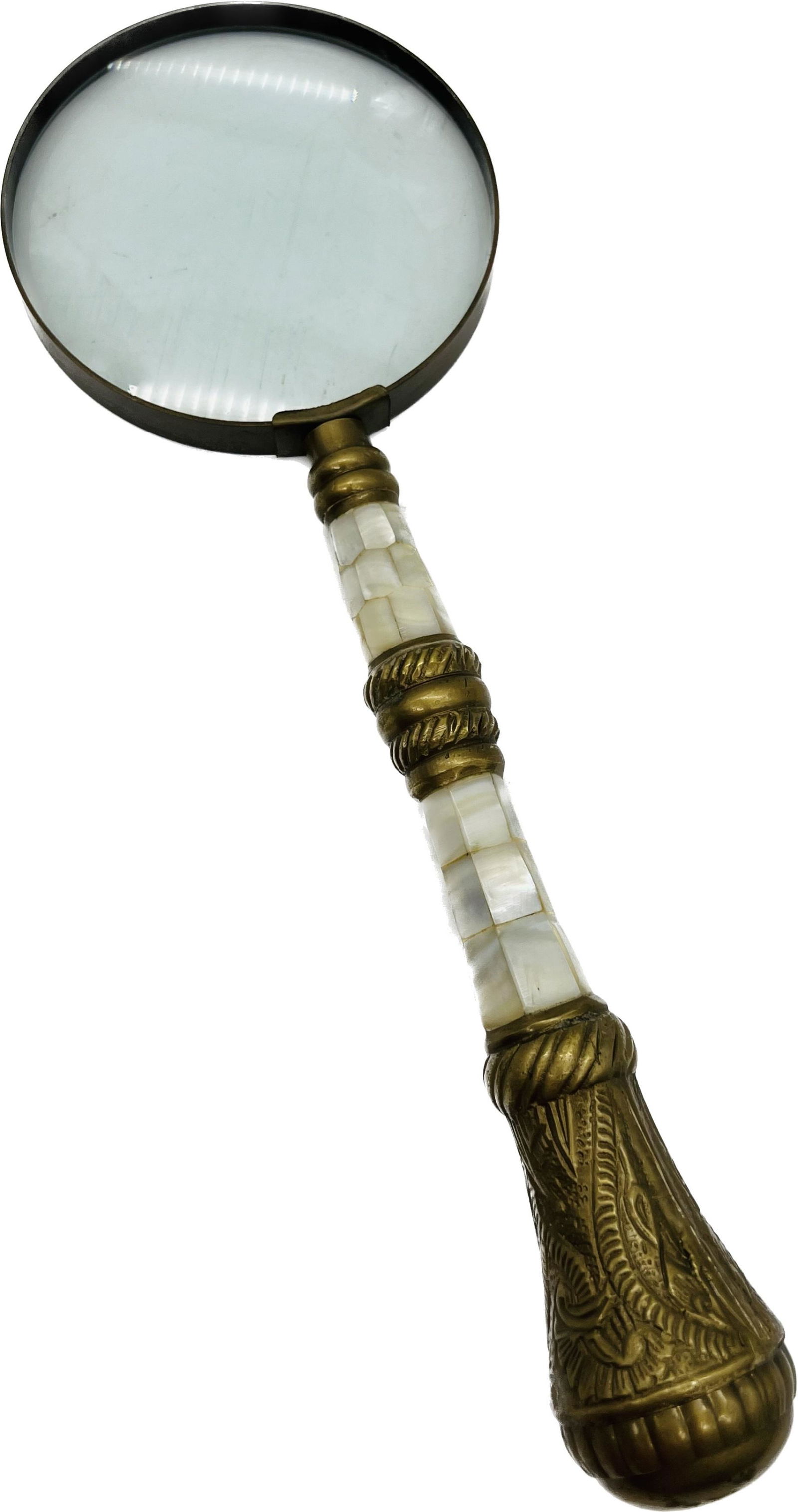 Antique Mother Of Pearl, Bronze Magnifying Glass (1 of 3)