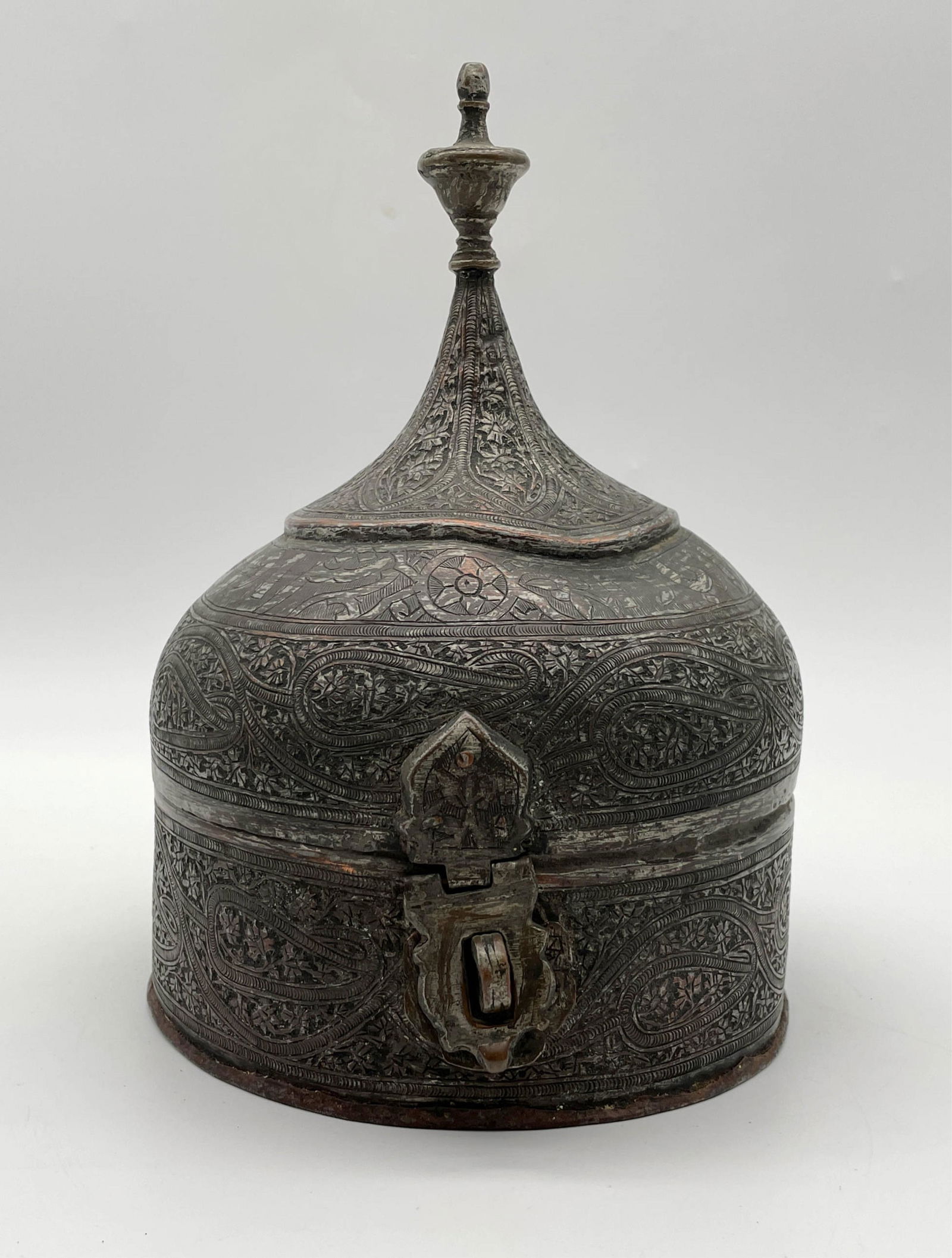 Early Indo Islamic Silvered Copper Domed Box (1 of 8)